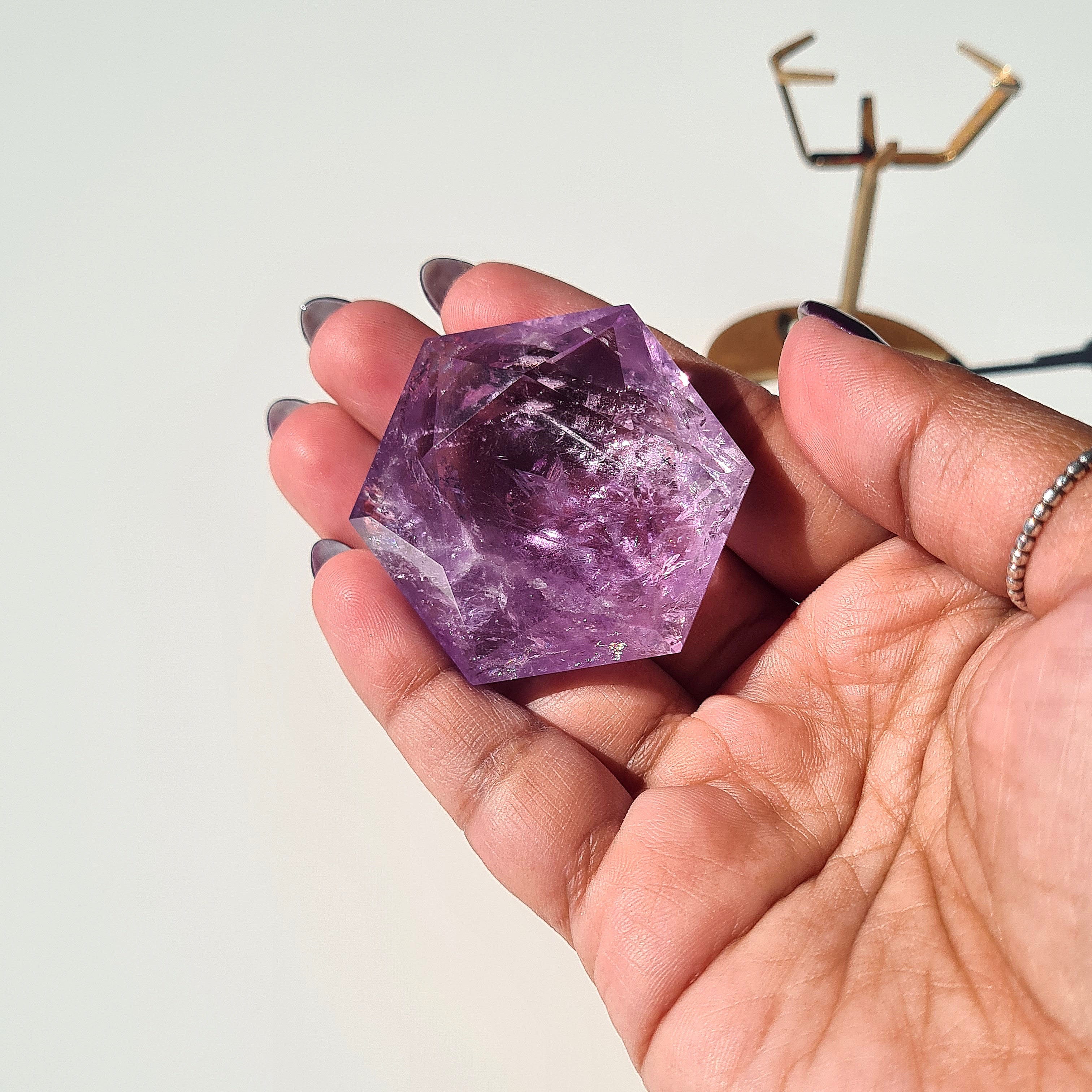 Amethyst Crystal Hexagon on stand | 3.9 cm Crystal