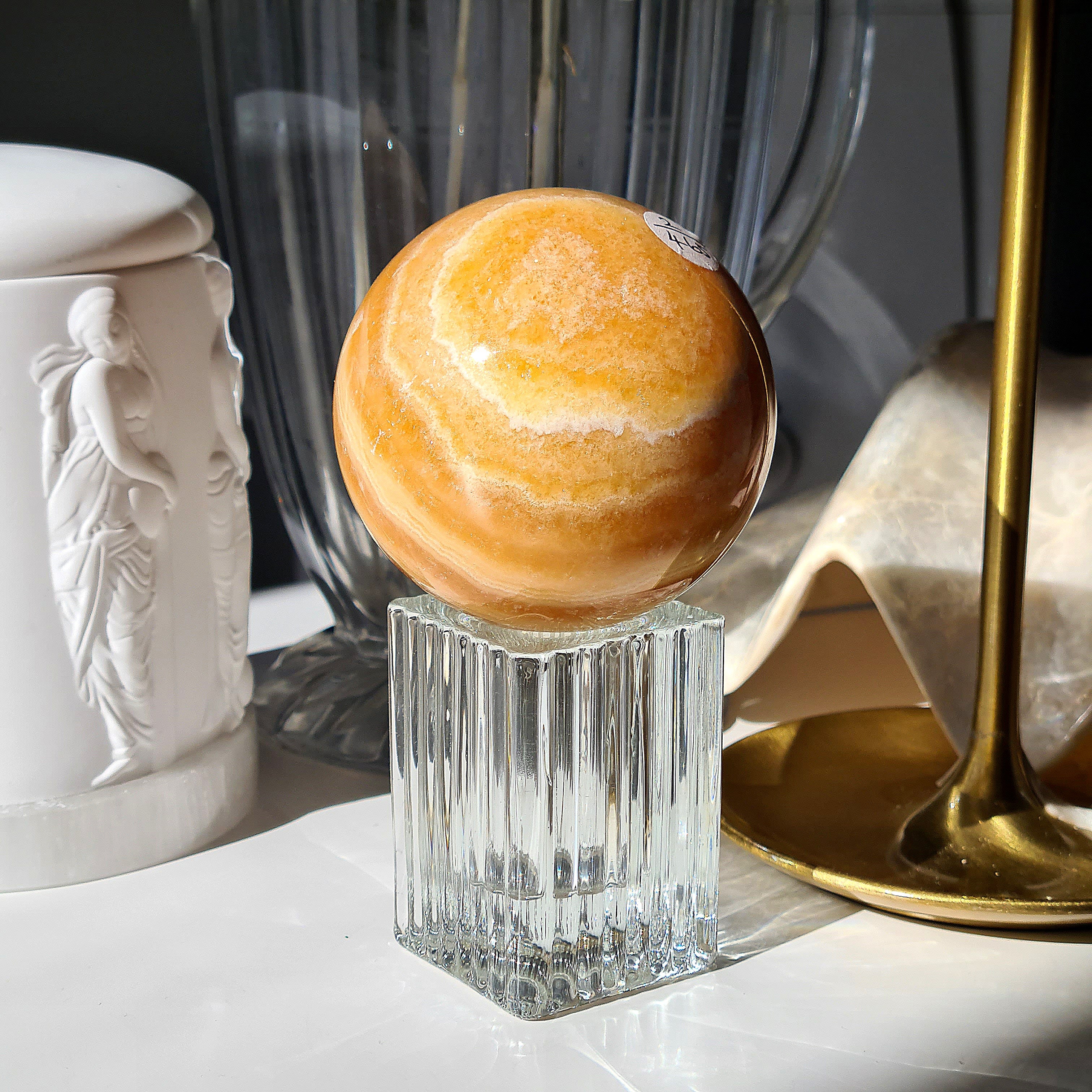 Orange Calcite Sphere π | 465 g