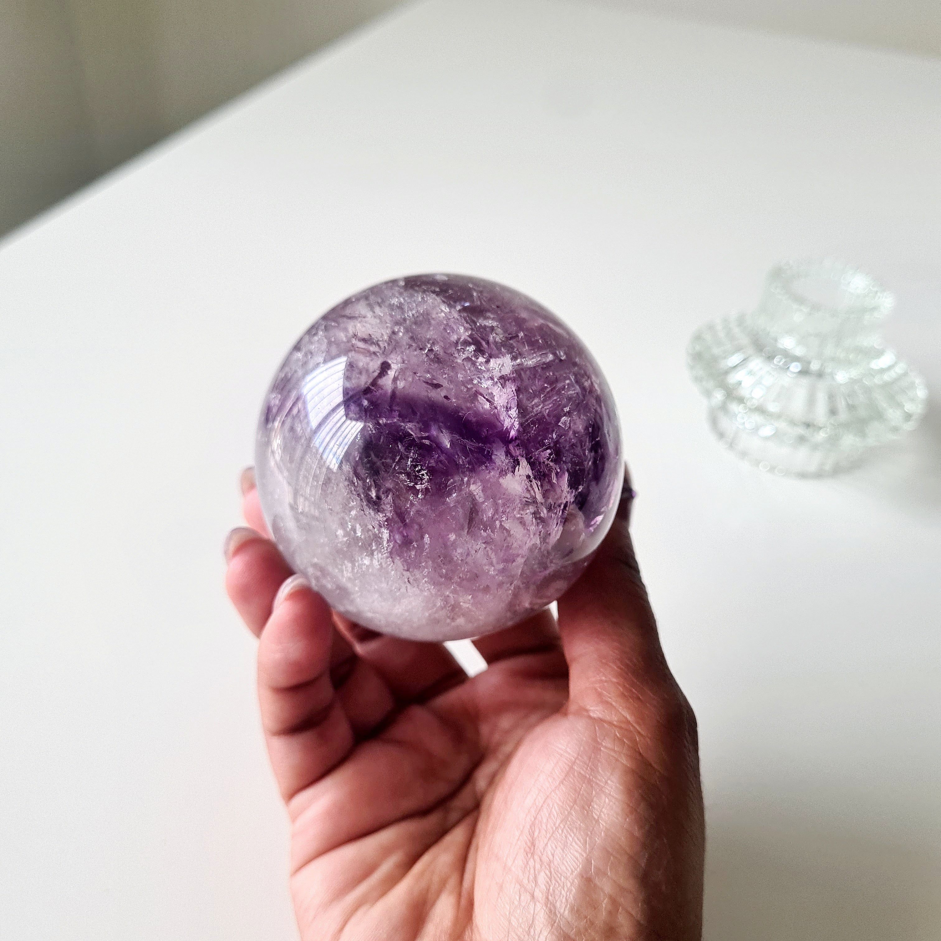 Amethyst Phantom Sphere with stand