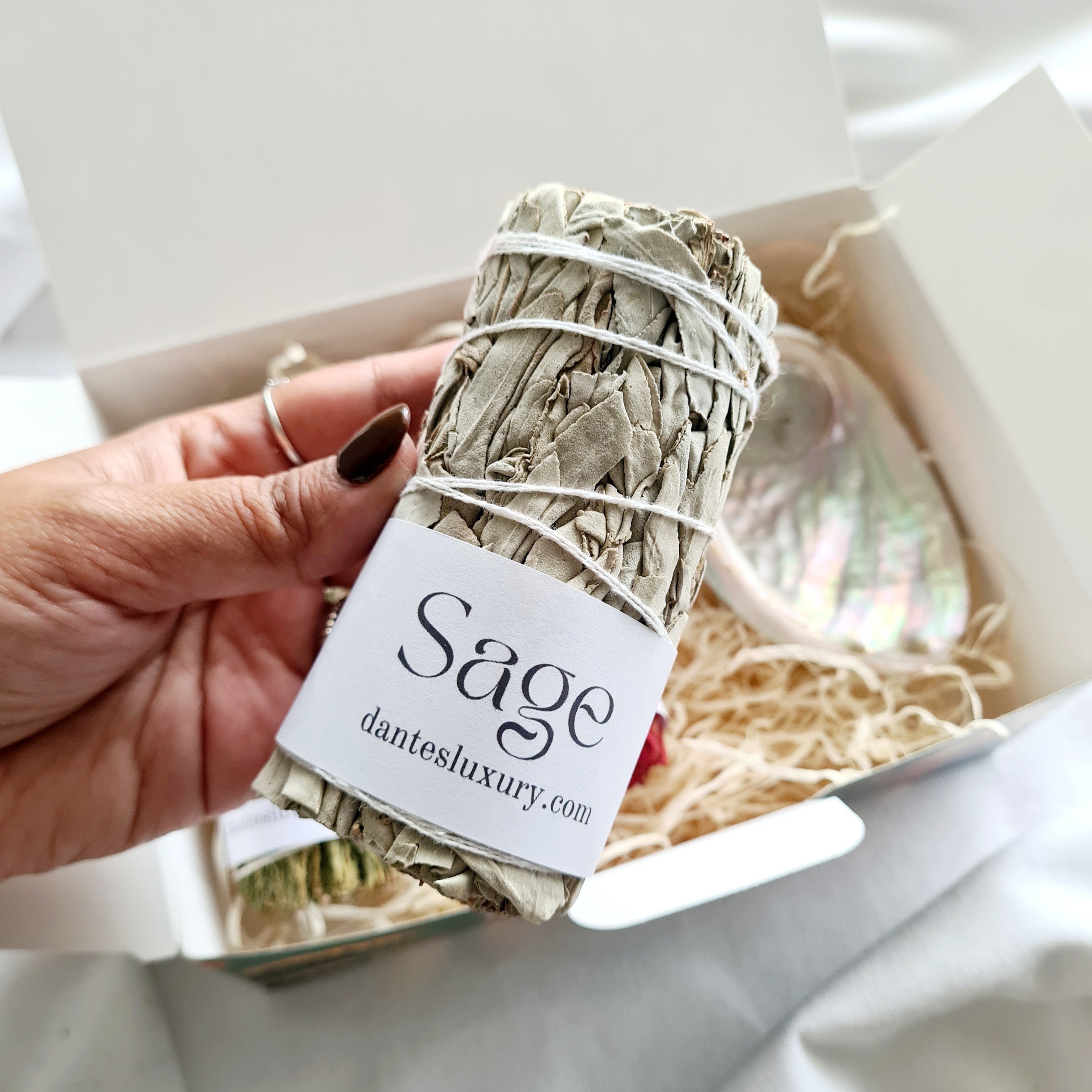 Spiritual Smudging Bundle with Abalone Shell, Sage, Cedar & Dragon’s Blood Smudge Stick