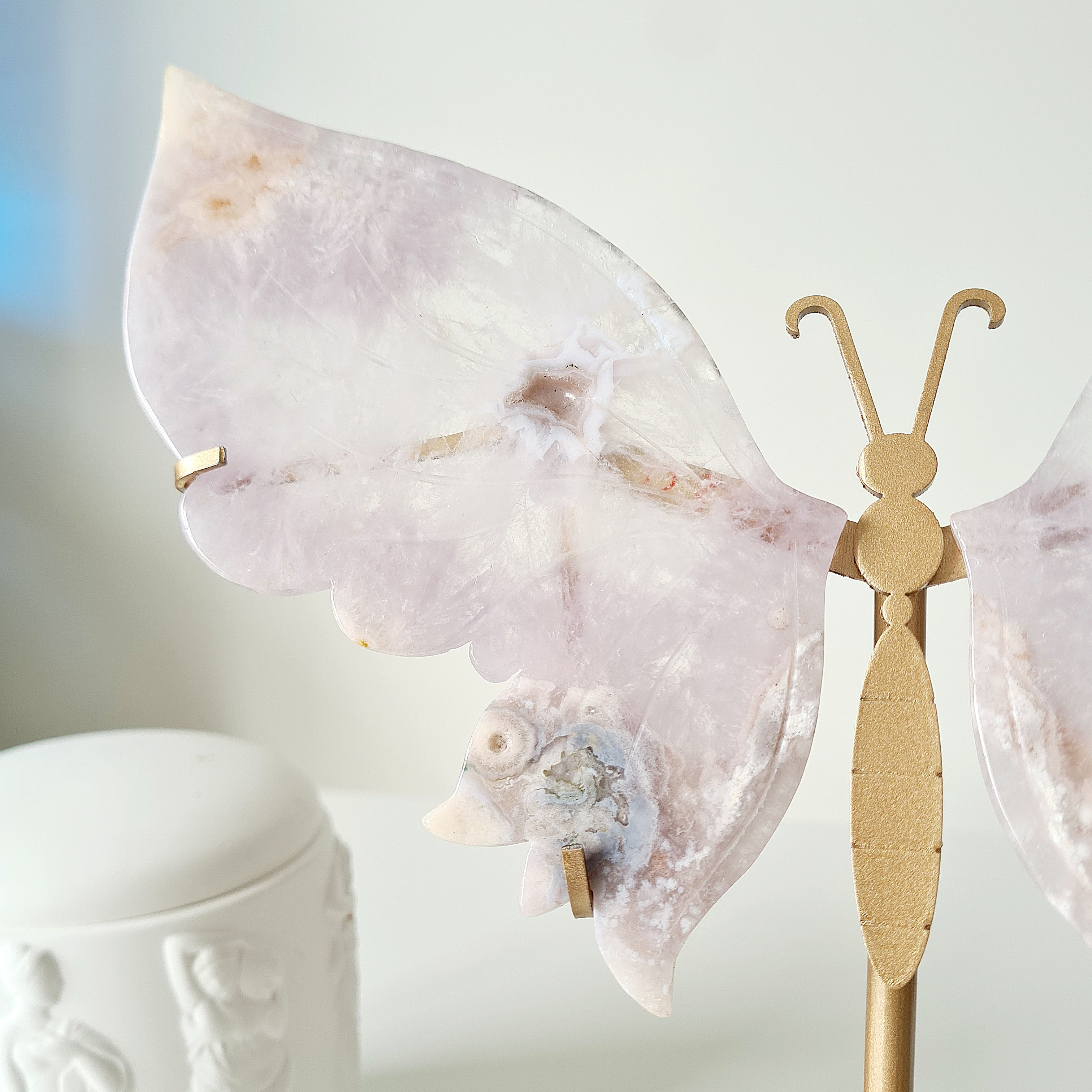 Flower Agate Butterfly π¦ | 24 cm tall with stand