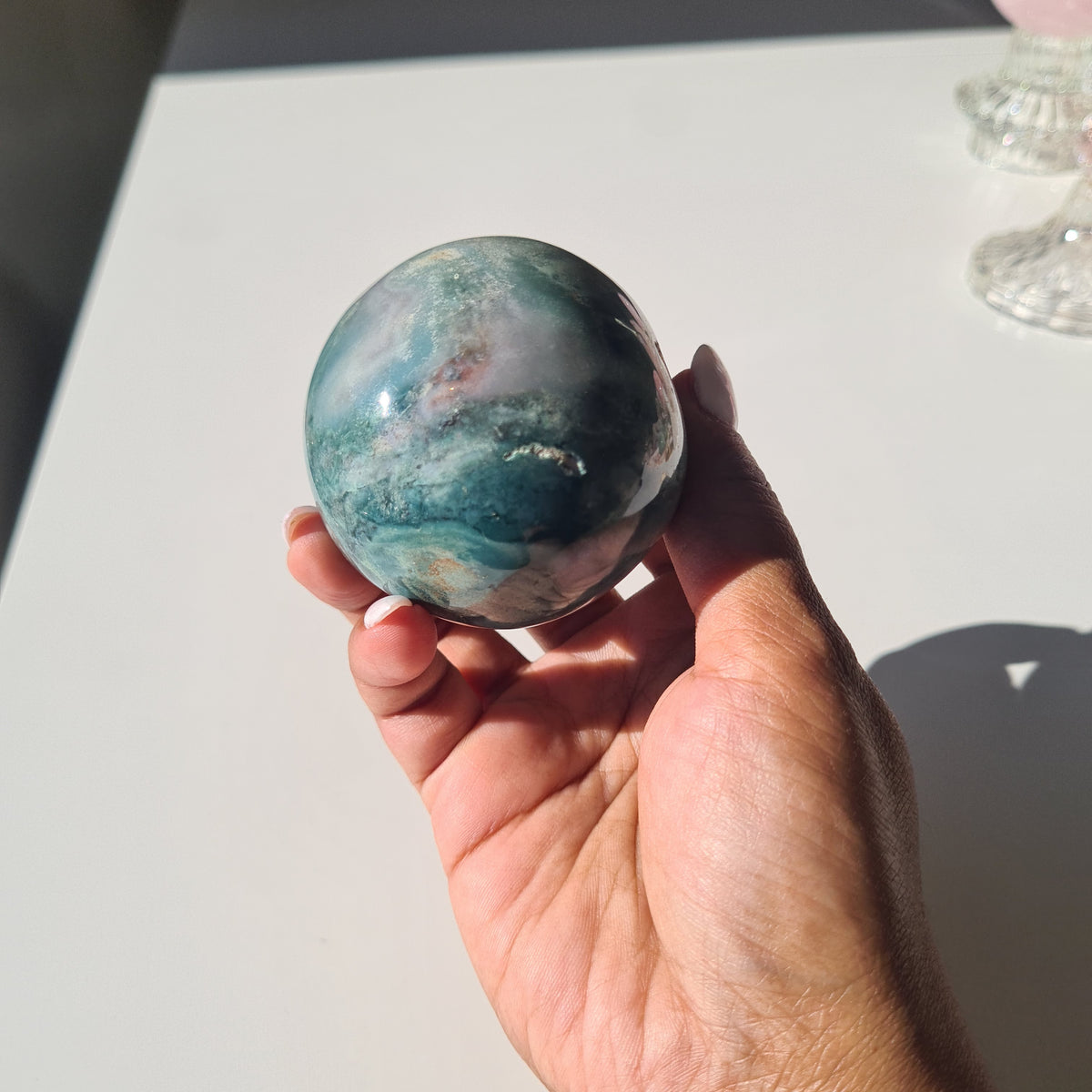Pastel Ocean Jasper Crystal Sphere