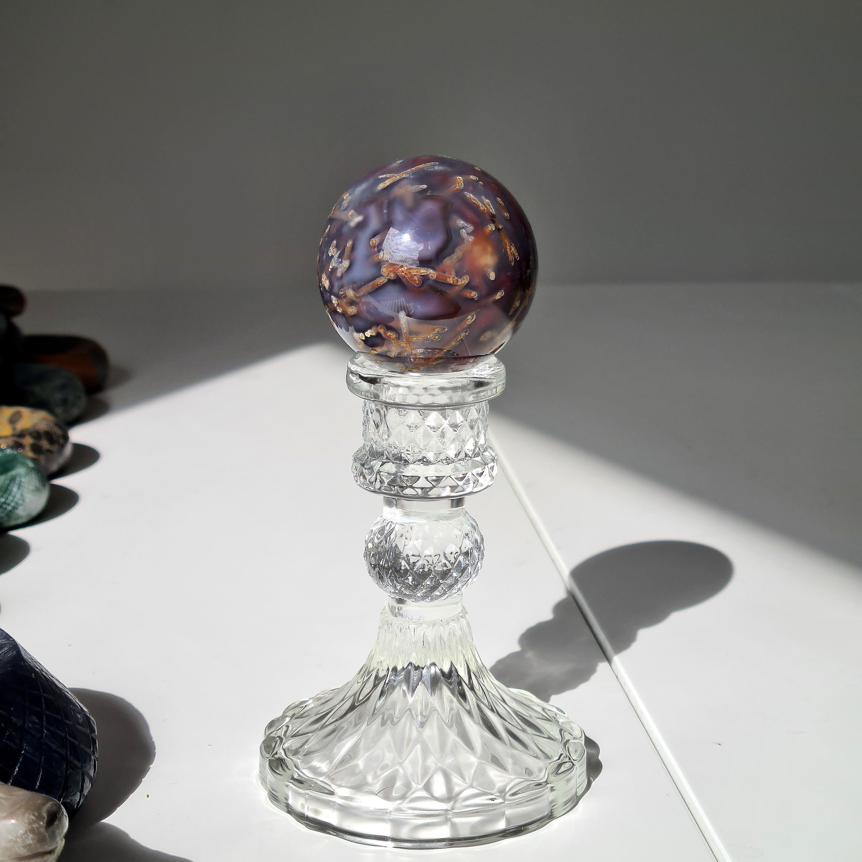 Swazi Agate Sphere with glass stand | F | 160 g | Appx 4.9 cm