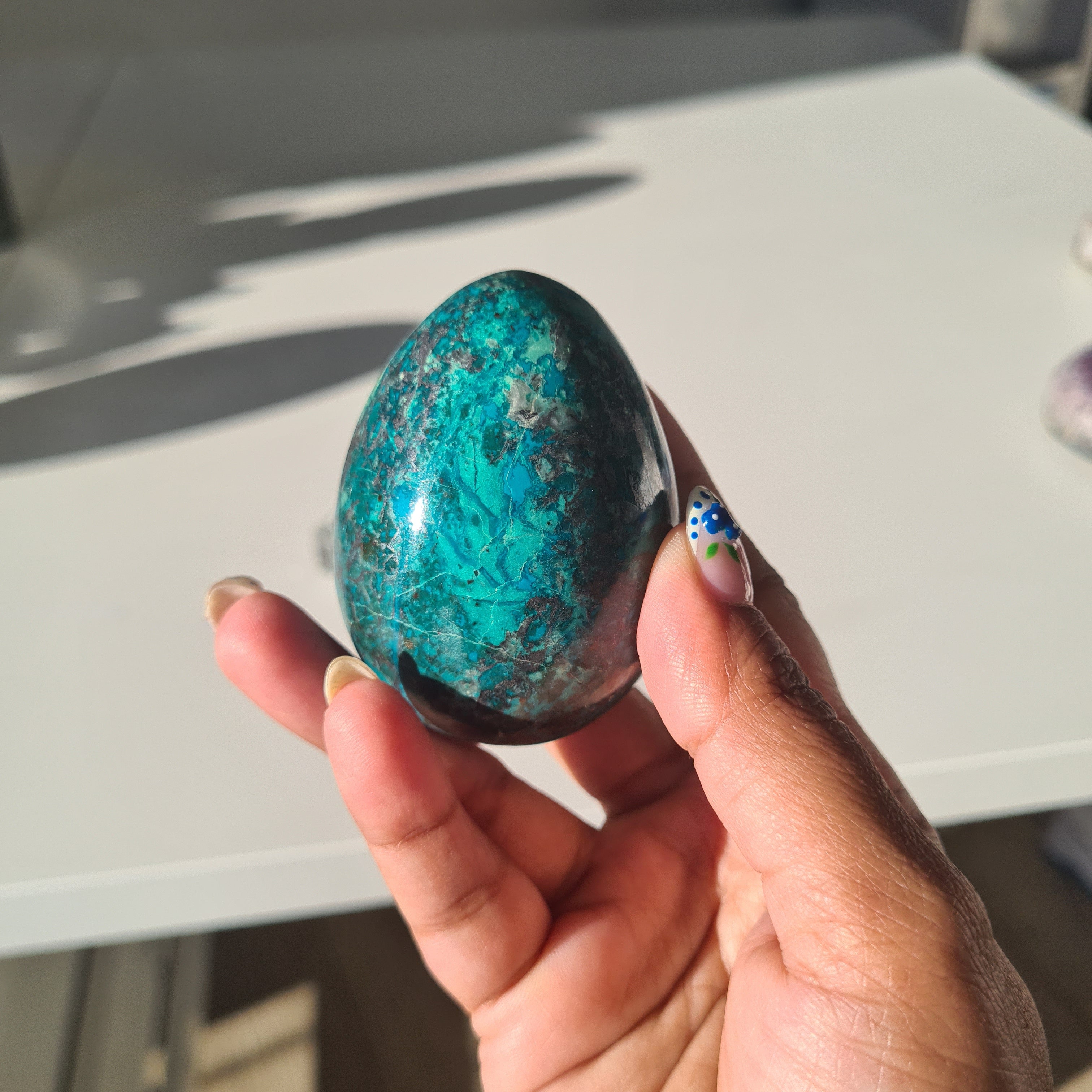Chrysocolla Crystal Egg π₯ With acrylic mini stand