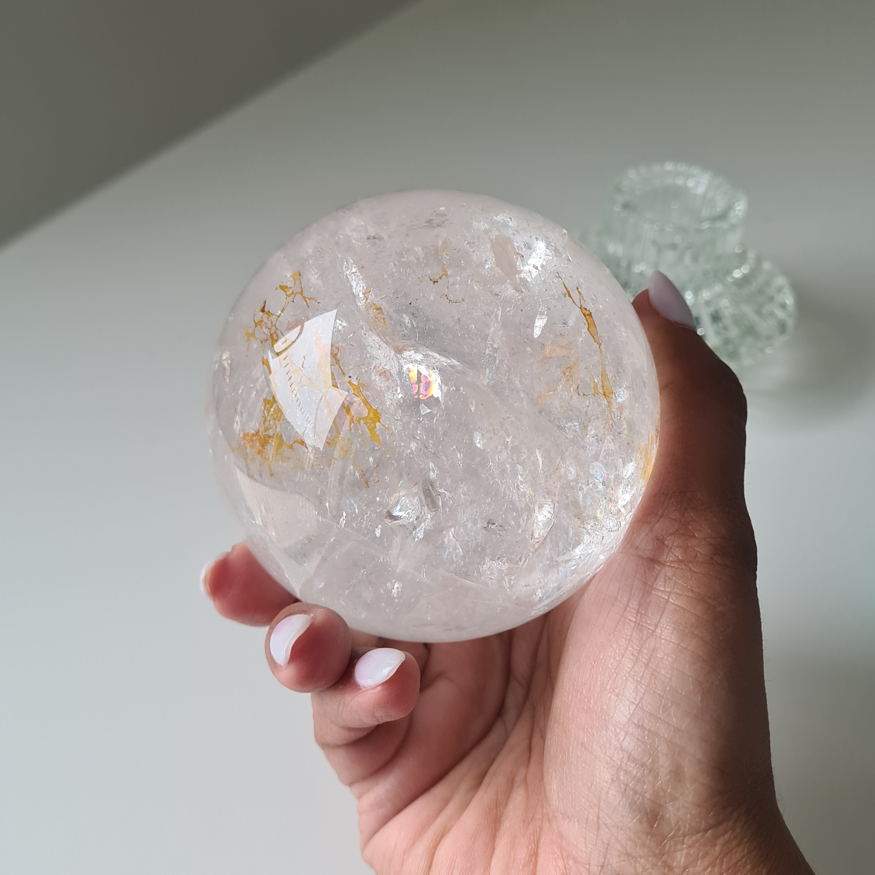 Clear Quartz Sphere With Stand | 7.4 Cm Sphere