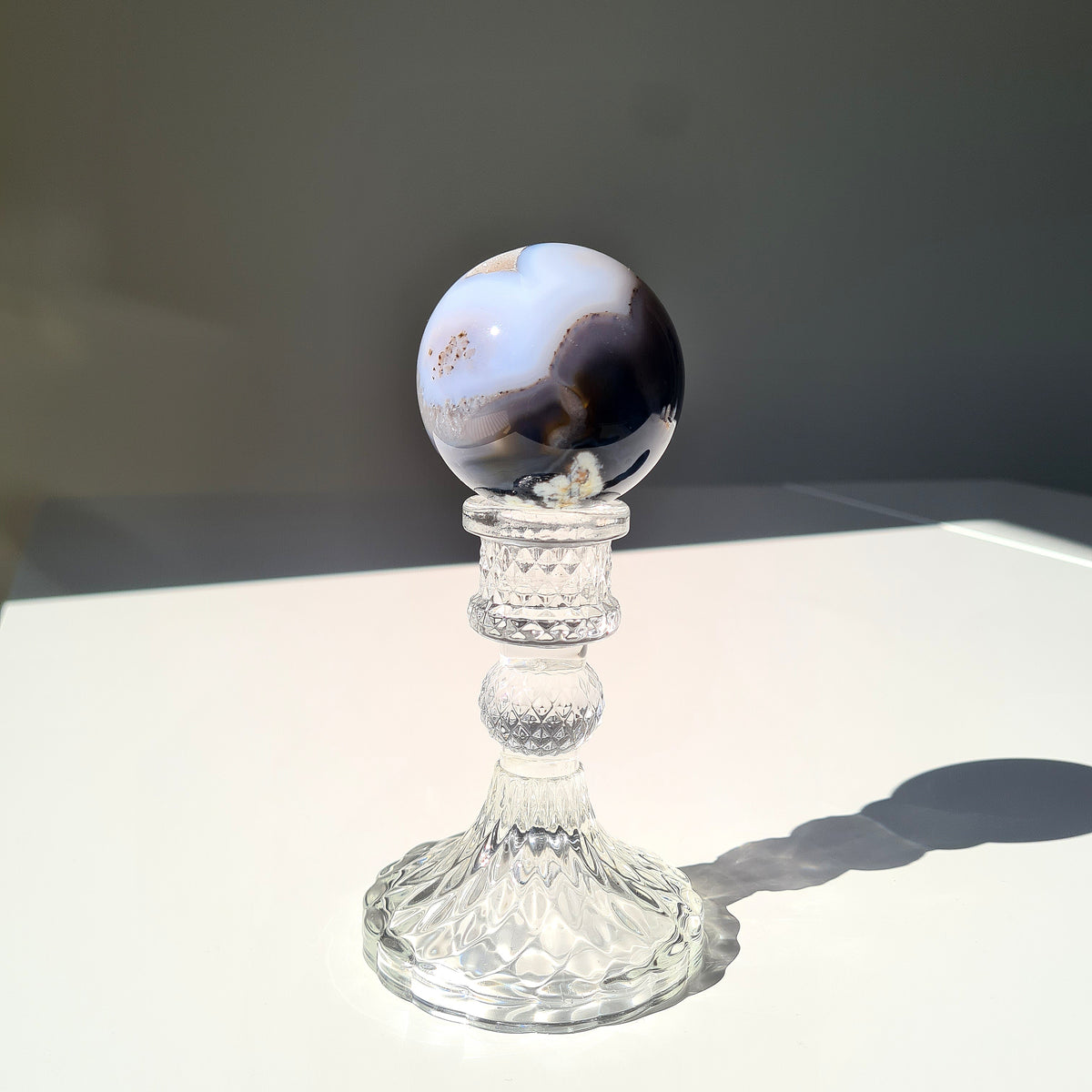 Agate Geode Crystal Sphere with Stand | Piece C | 5.6 cm