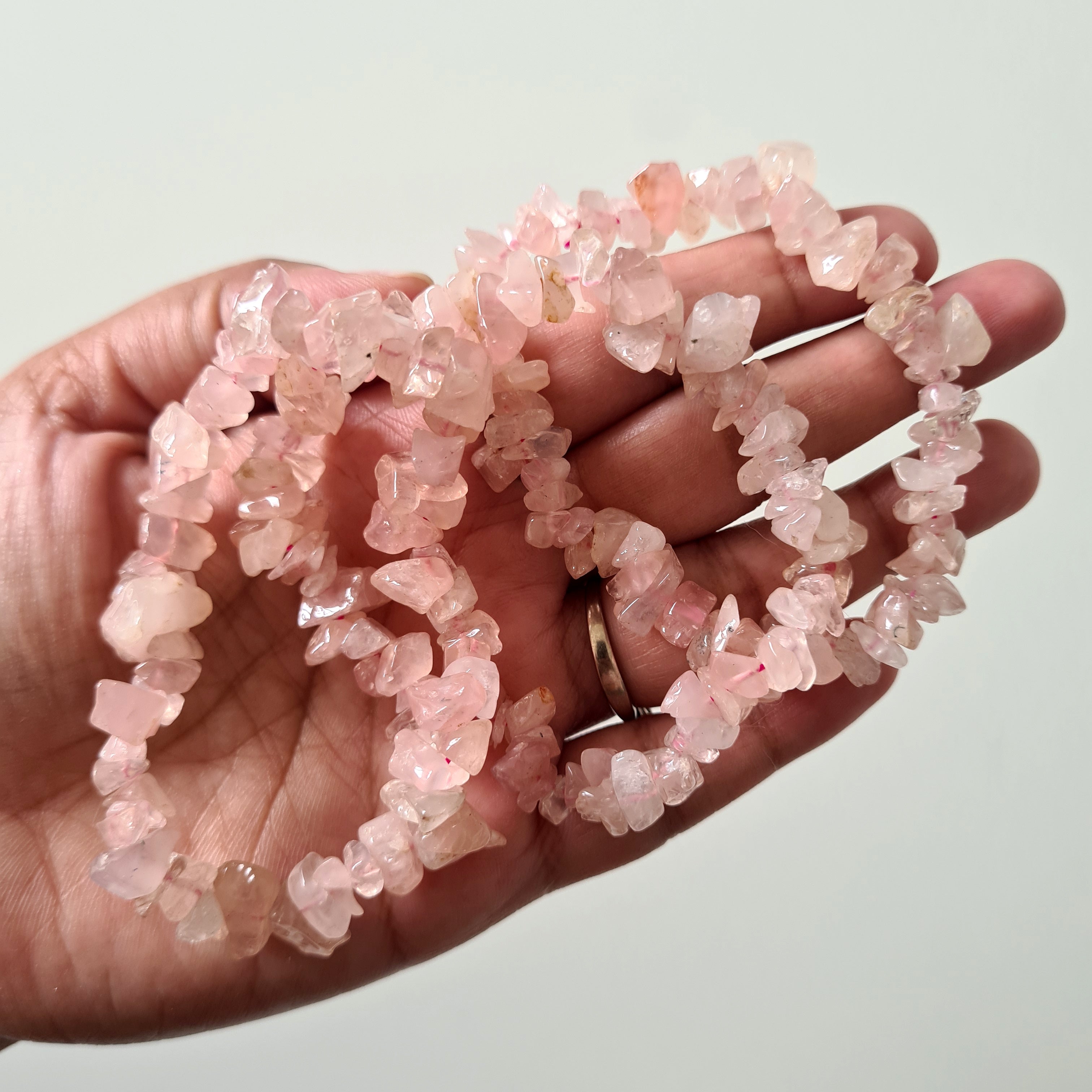 Rose Quartz Crystal Chips Bracelet | 1 Piece