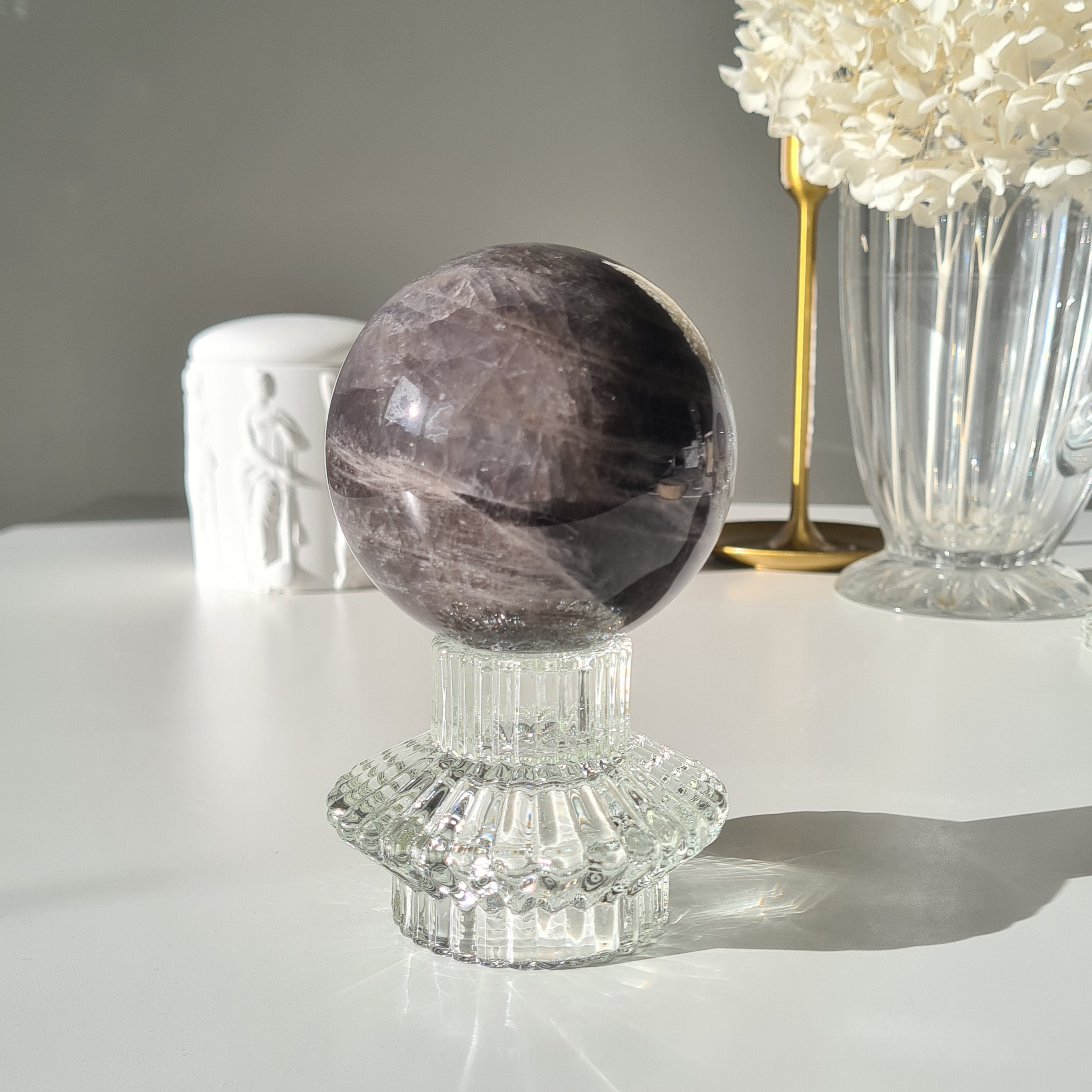 Blue Rose Quartz Sphere with stand | D | 630 g