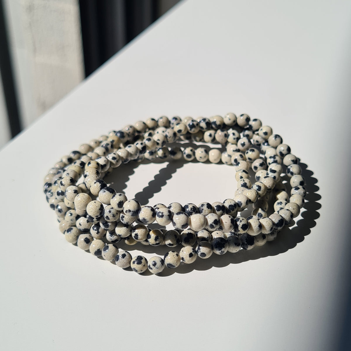 Dalmatian jasper crystal beaded bracelet | 1 piece