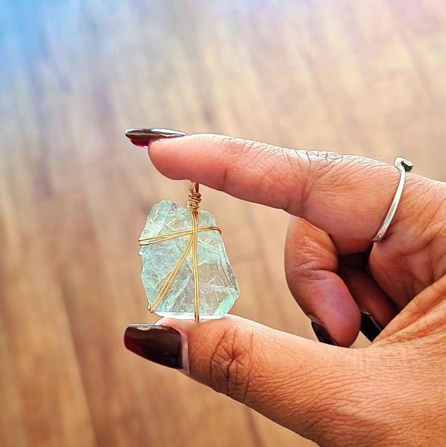 Fluorite Pendant | Golden Colour Wire