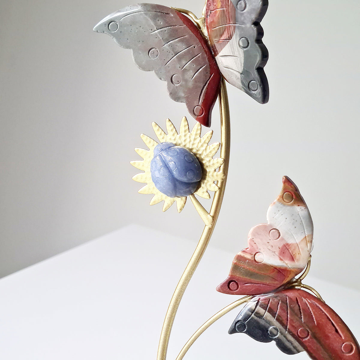 Butterfly 🦋 Heaven | Polychrome Jasper butterflies with Blue Aventurine lady bug