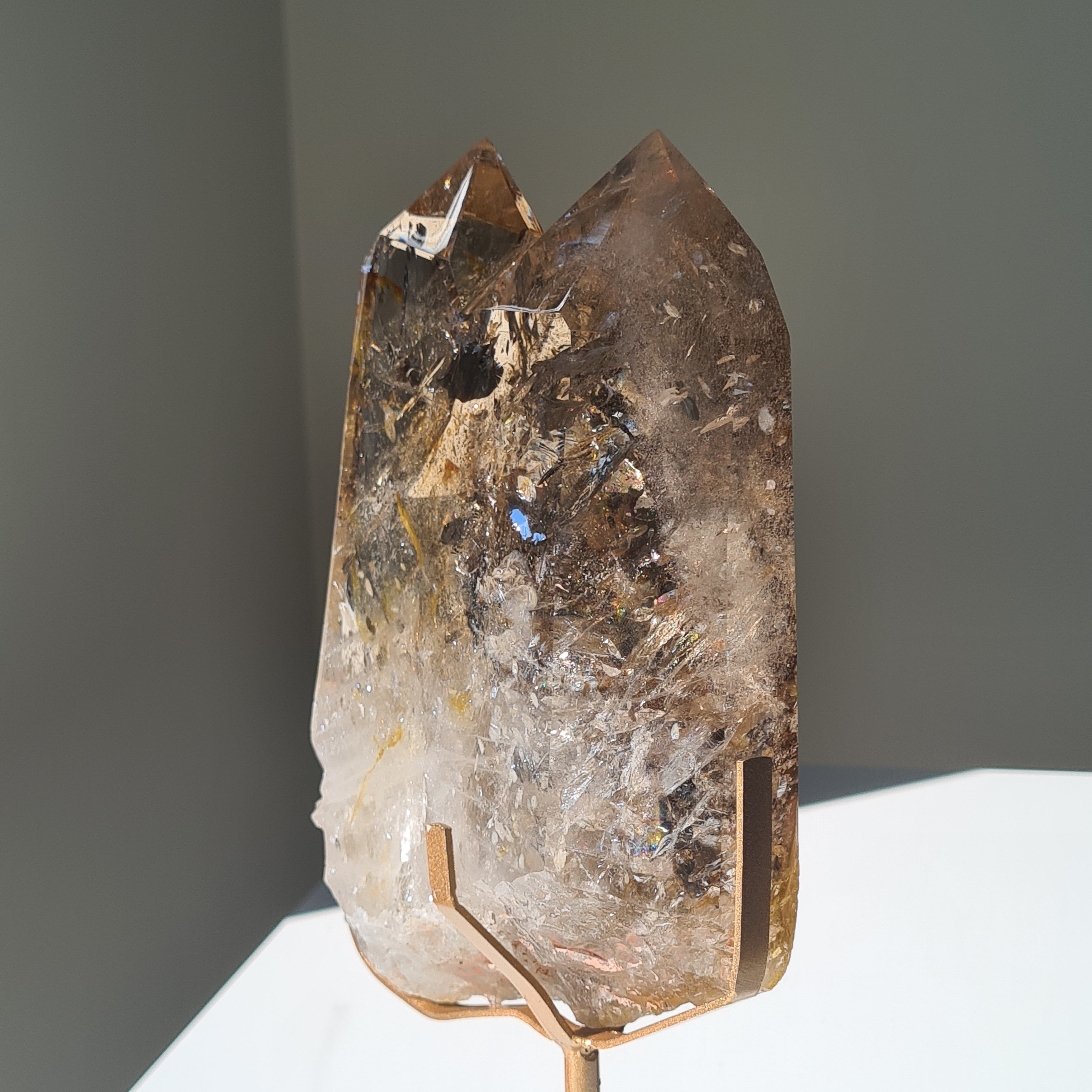 Smokey Citrine Cathedral With Stand| 1.9 kg | Appx 30 cm tall with stand