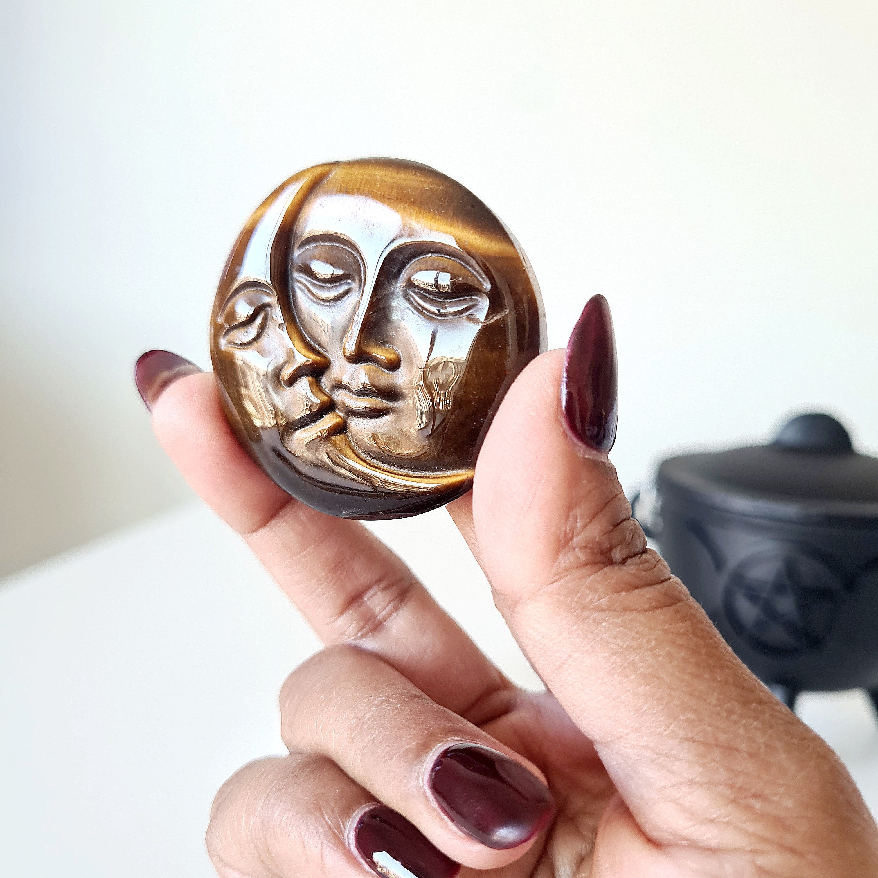 Tiger's Eye Sun Moon Coin | B