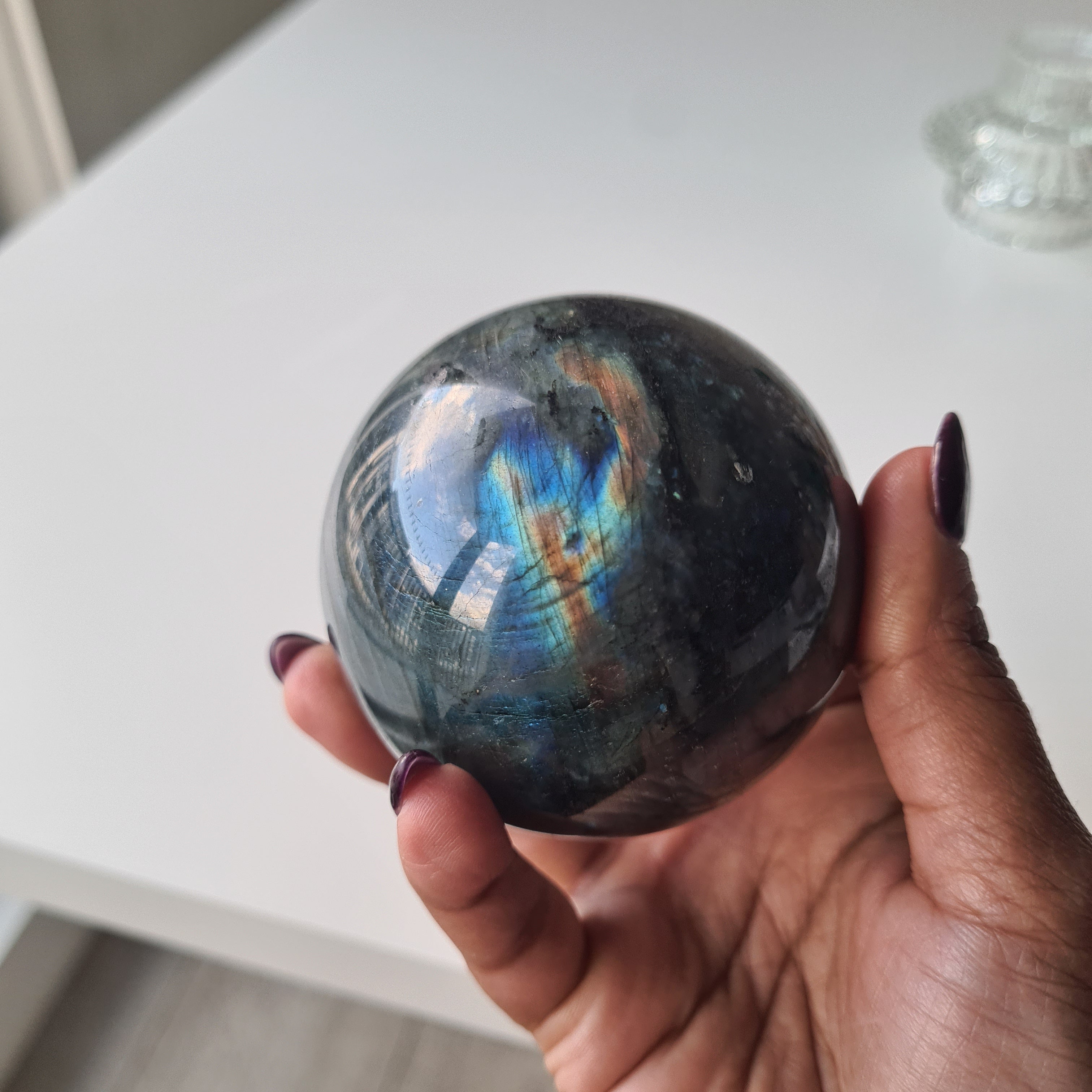 Labradorite Crystal Sphere With Stand | Piece E