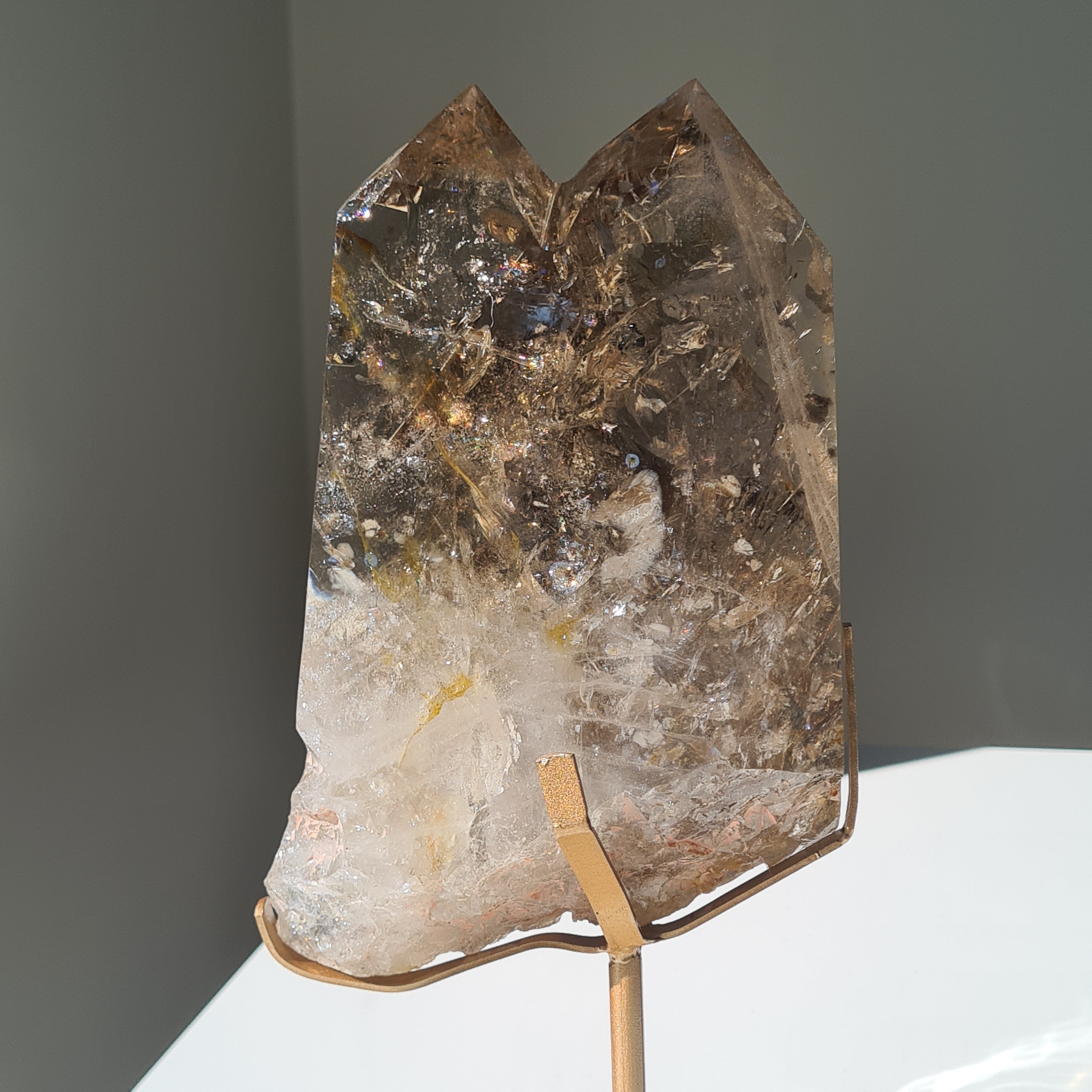 Smokey Citrine Cathedral With Stand| 1.9 kg | Appx 30 cm tall with stand