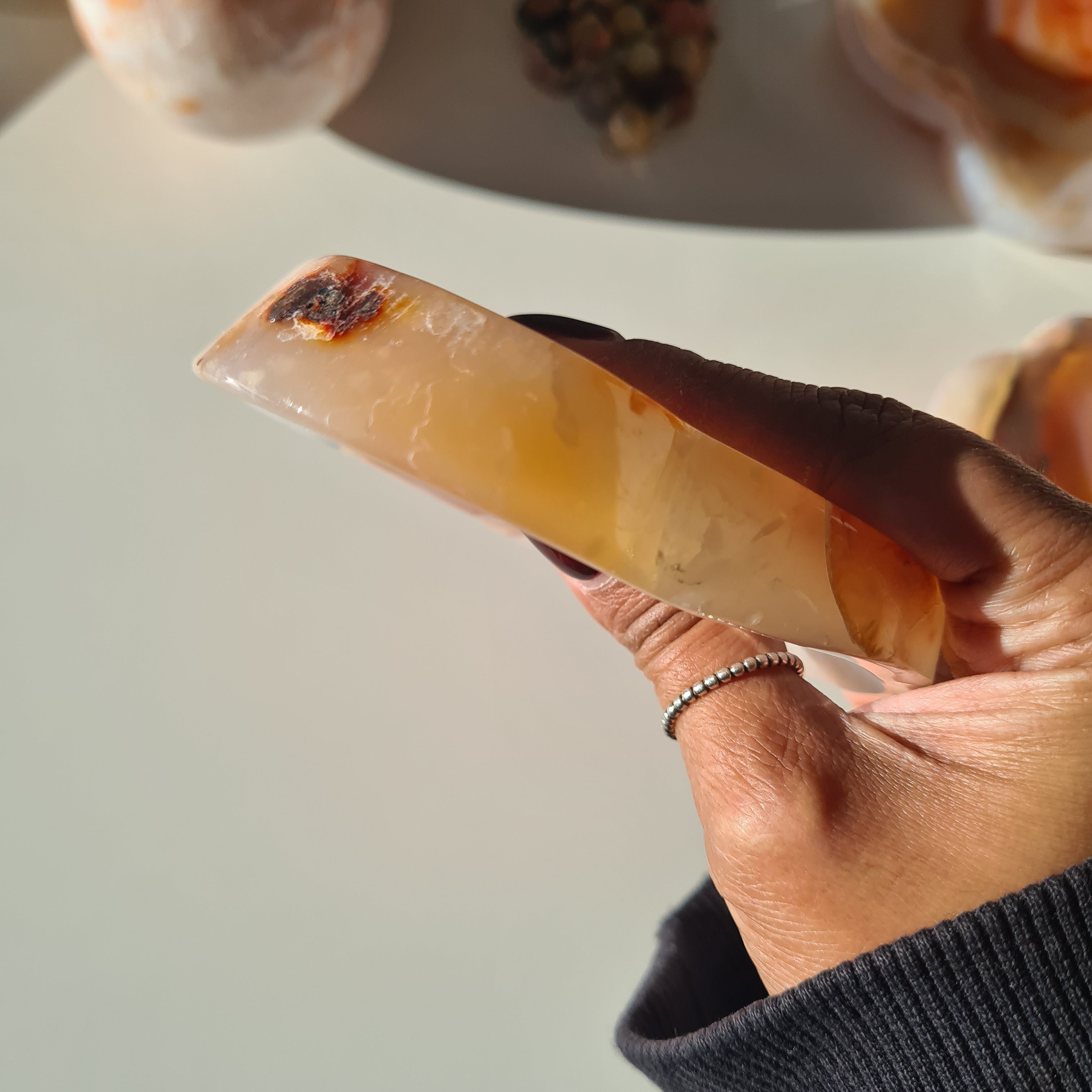 Carnelian Flower Agate Bowl | E | 13.5 cm