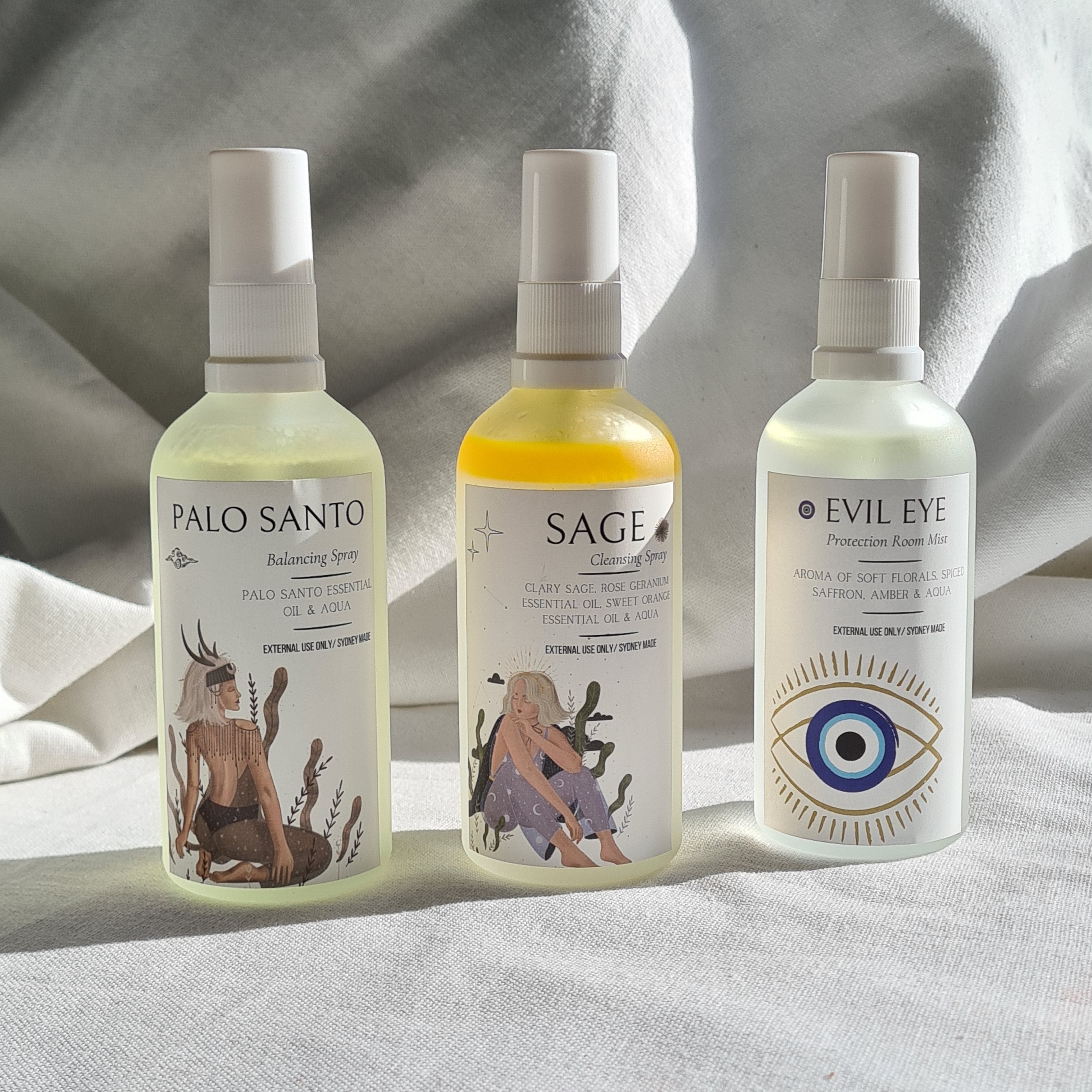 Must-Have Cleansing Trio Set | Sage, Palo Santo & Evil Eye Mists