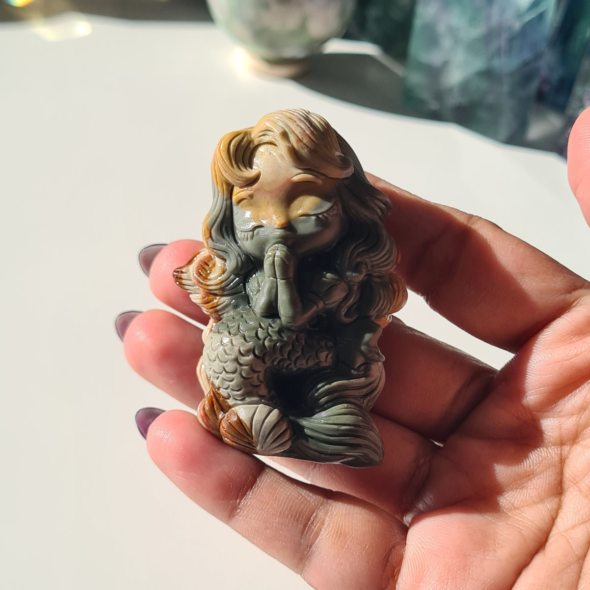 Alashan Agate Mermaid Carving | Small Size | 5.7 cm