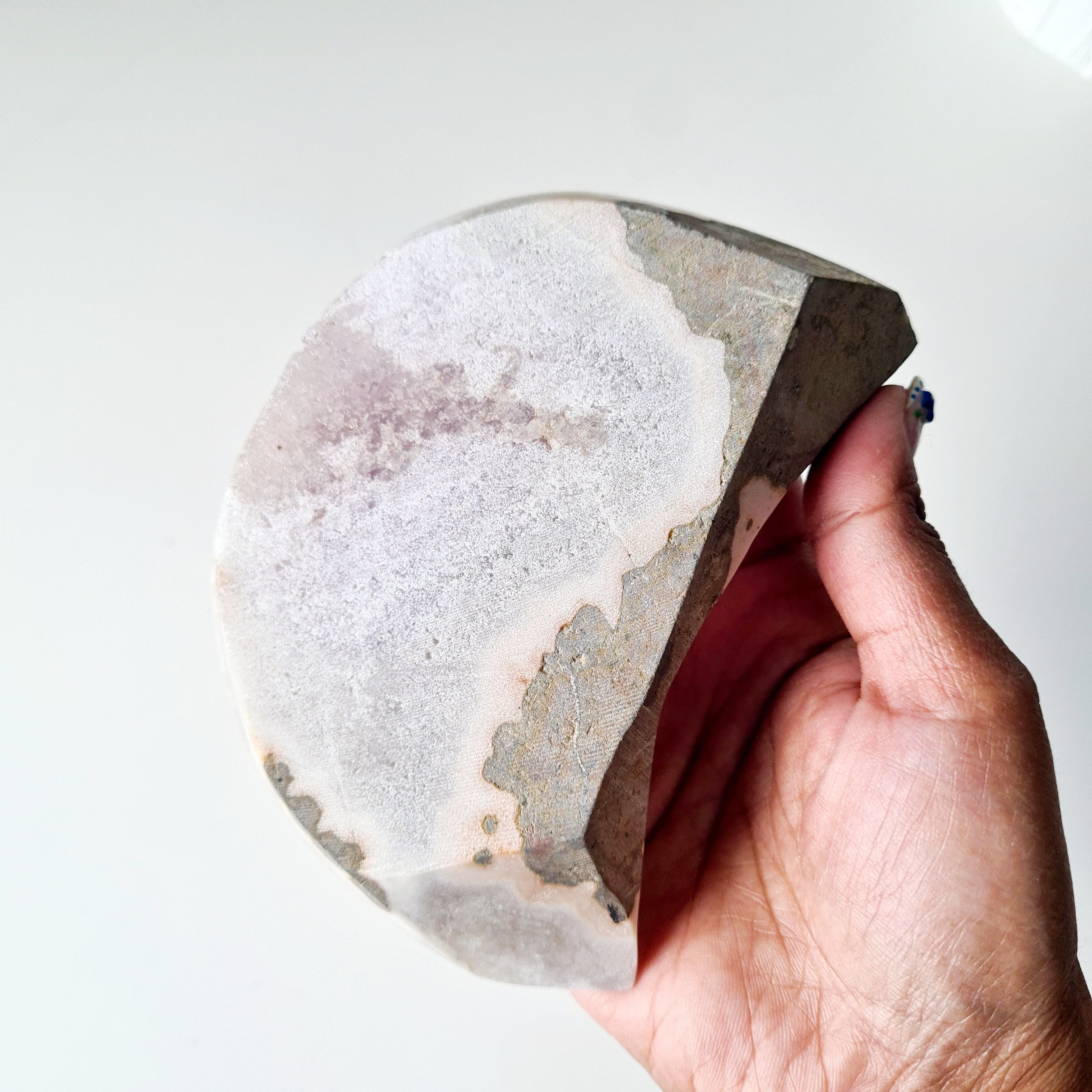 Frosted Amethyst Moon Carving π | 400g | 12 cm
