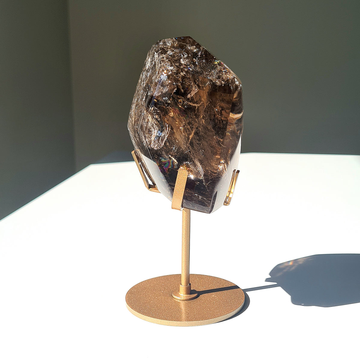 Smokey Quartz Crystal Polished Free Form | Custom Stand | 900 g | 9.3x8.3 cm crystal