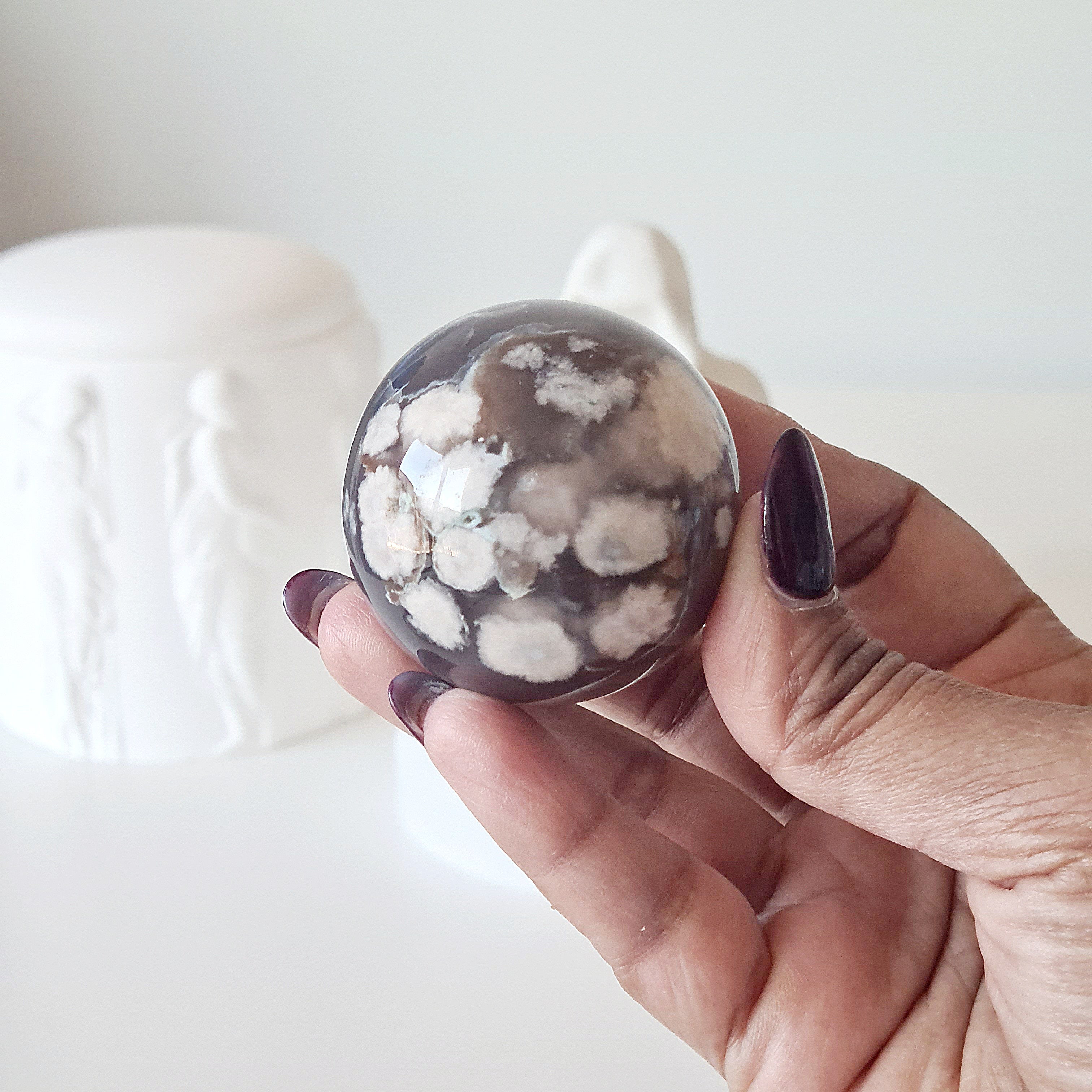 Gate Keeper with Flower Agate Sphere | 8