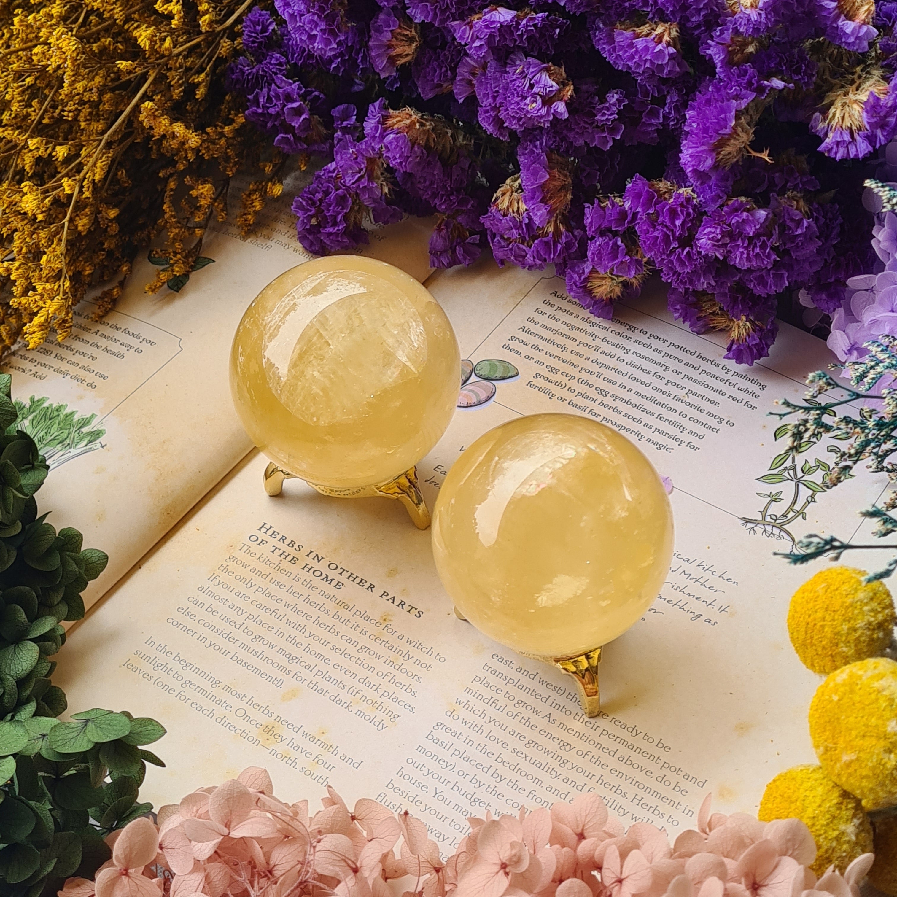 Honey Calcite Sphere With Stand | 1 Piece