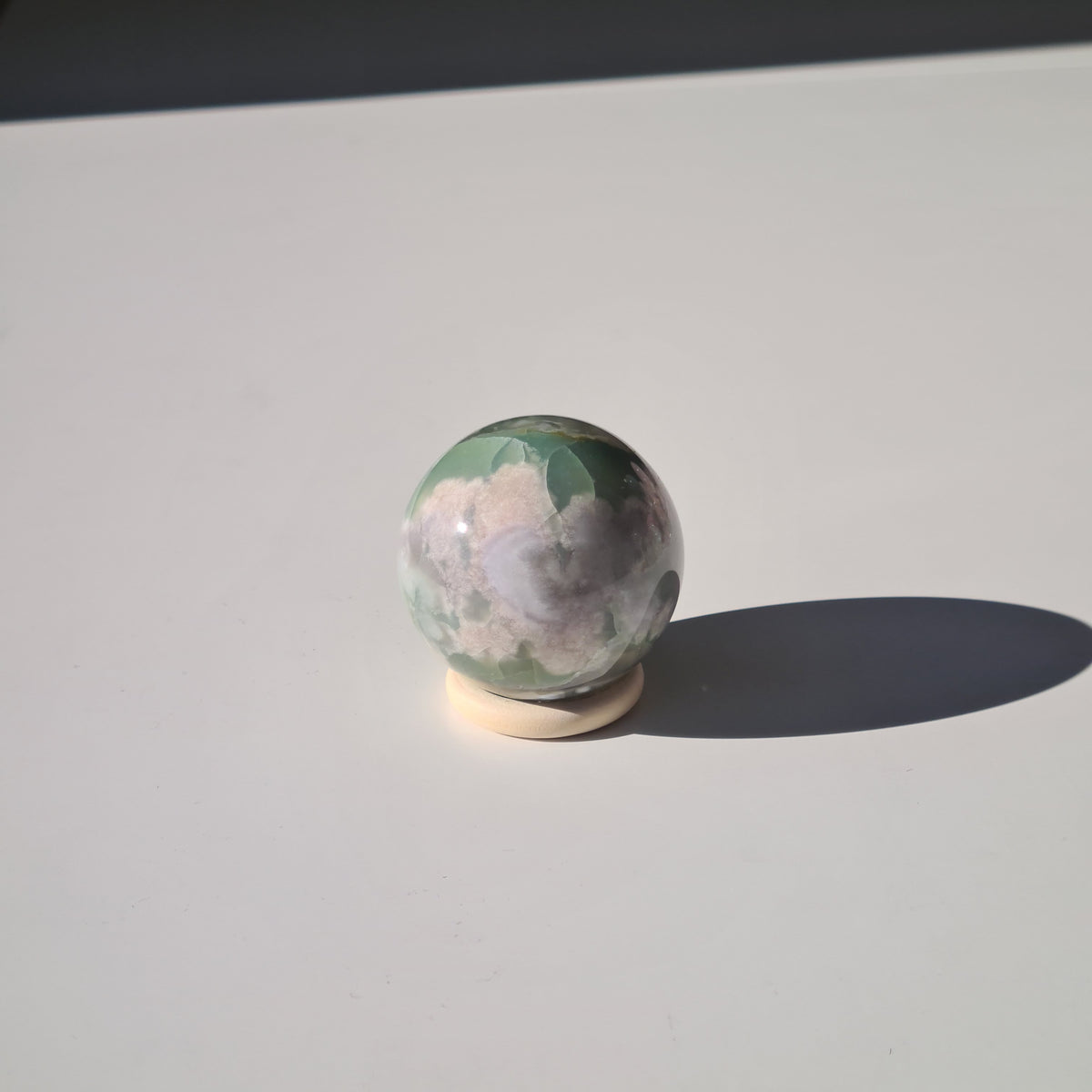 Green Flower Agate Crystal Sphere | Mini