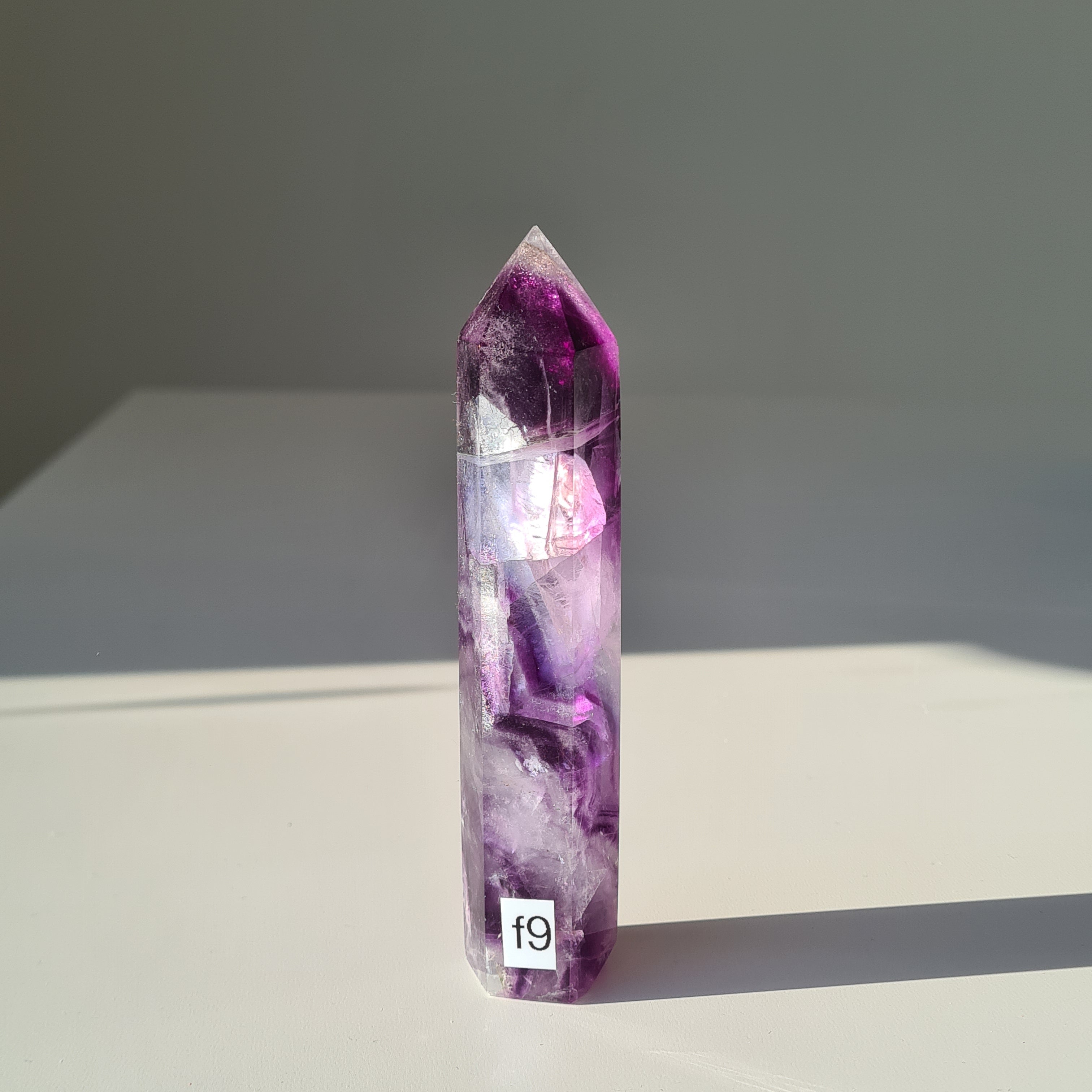 Dreamland Fluorite | f9 | 171 g | 12.2 cm tall | slightly tilted spinny bottom