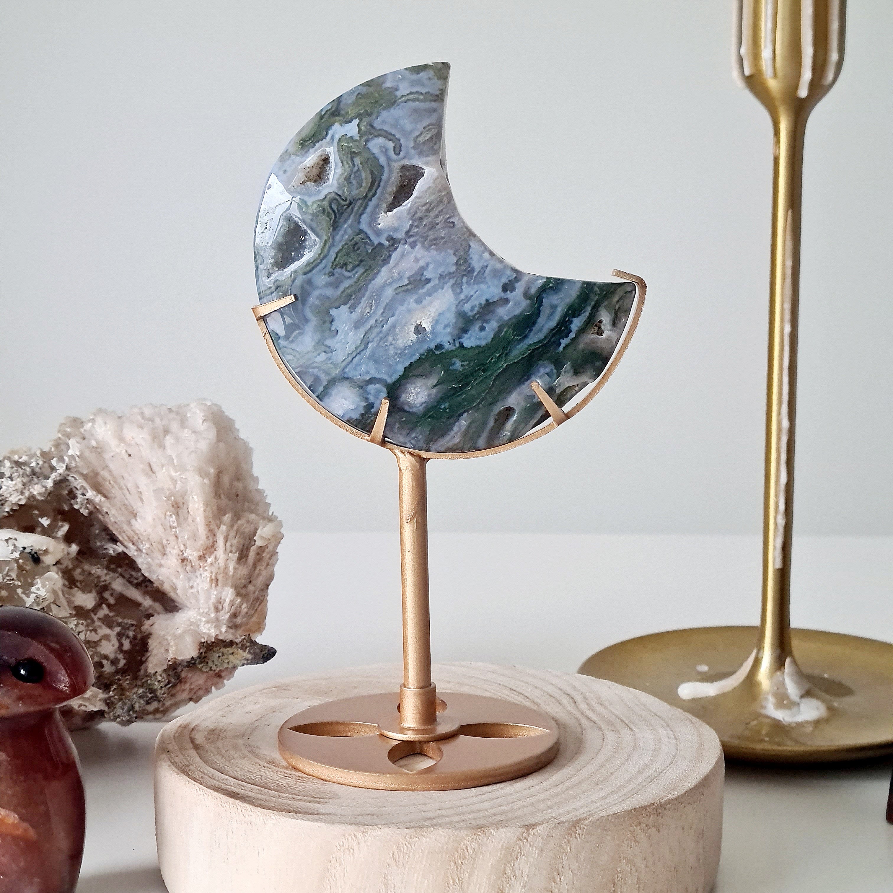 Moss Agate Luna π | 5 | 7.8 cm