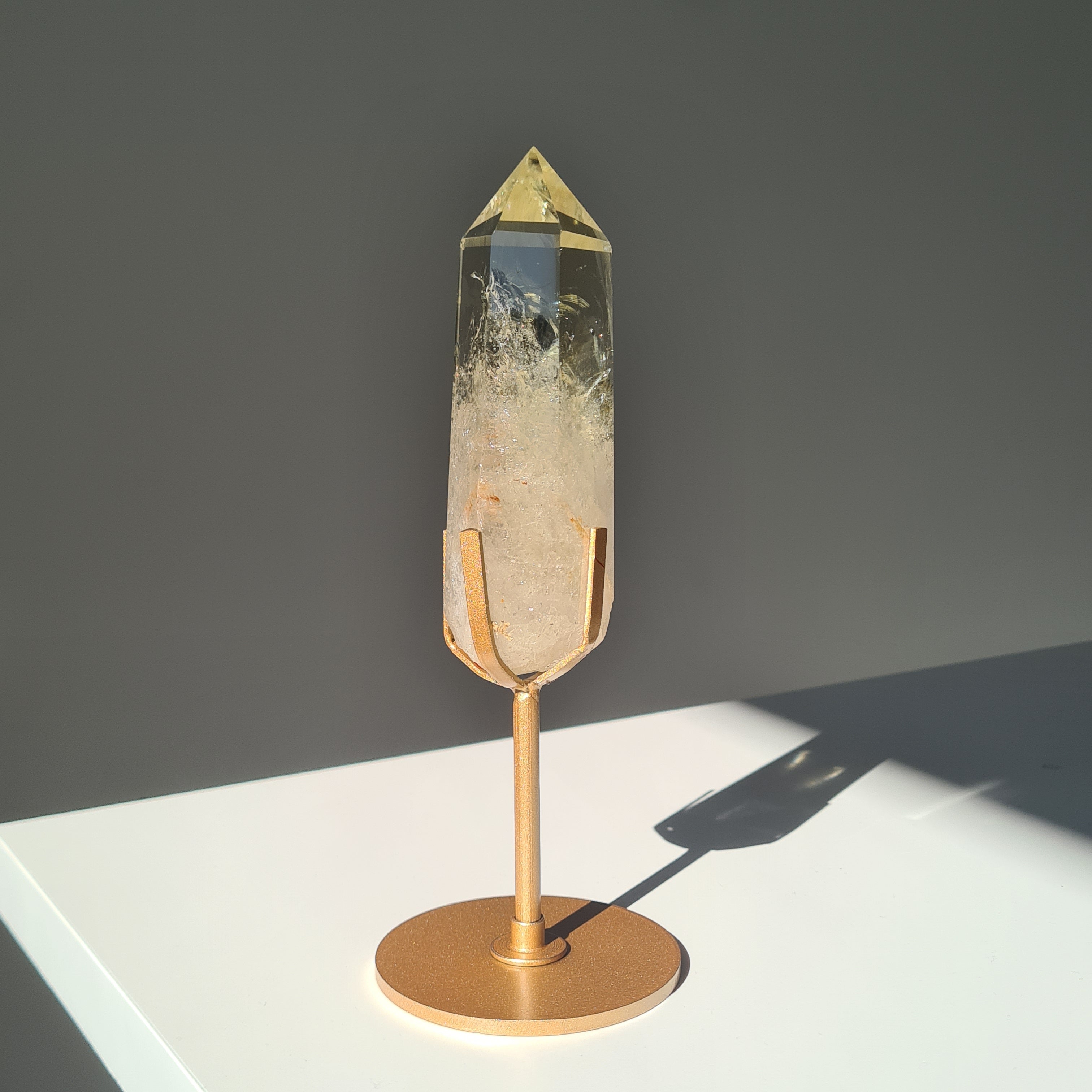 Citrine Crystal Wand With stand | Light Shade | A | Appx 18 cm tall including stand