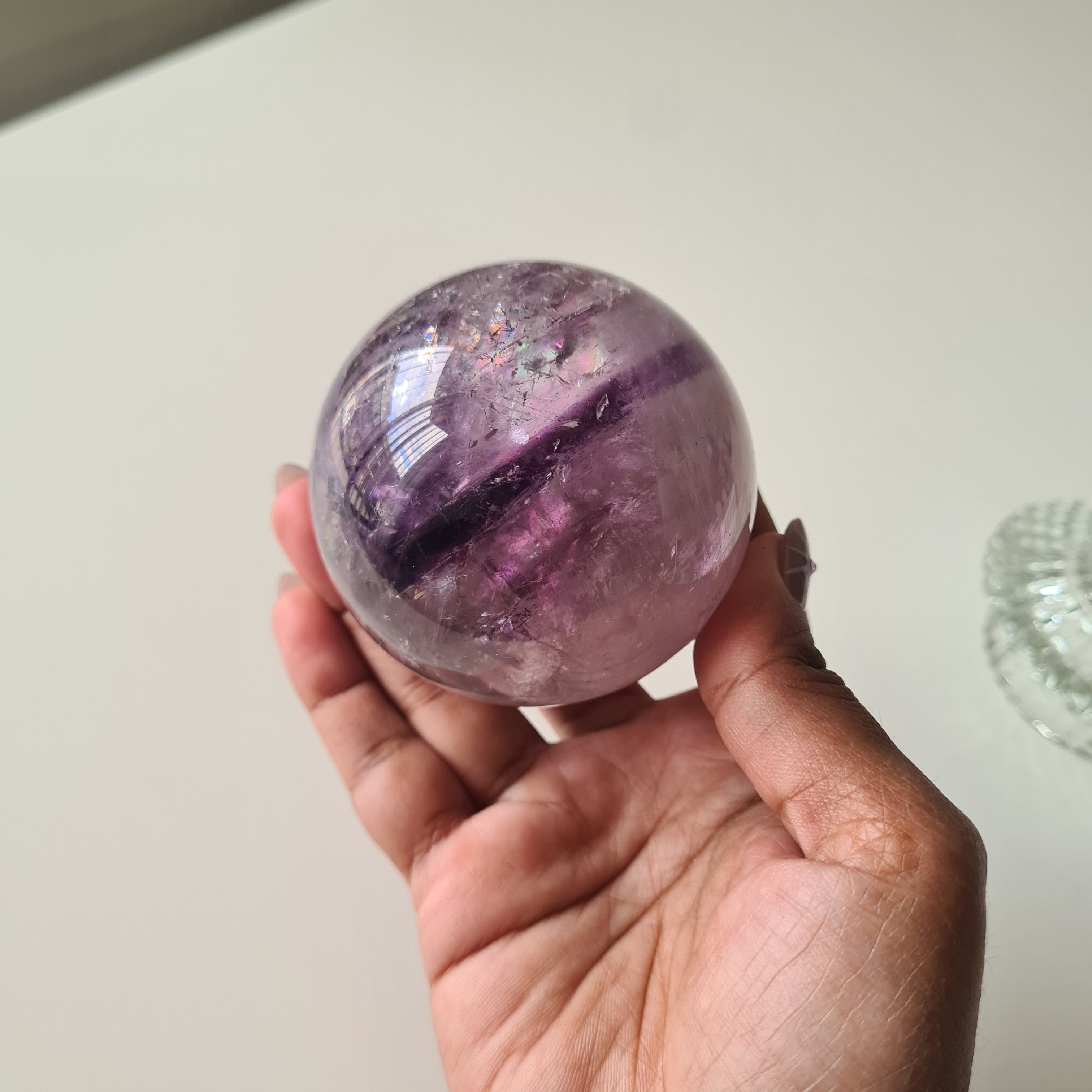 Amethyst Phantom Sphere with stand