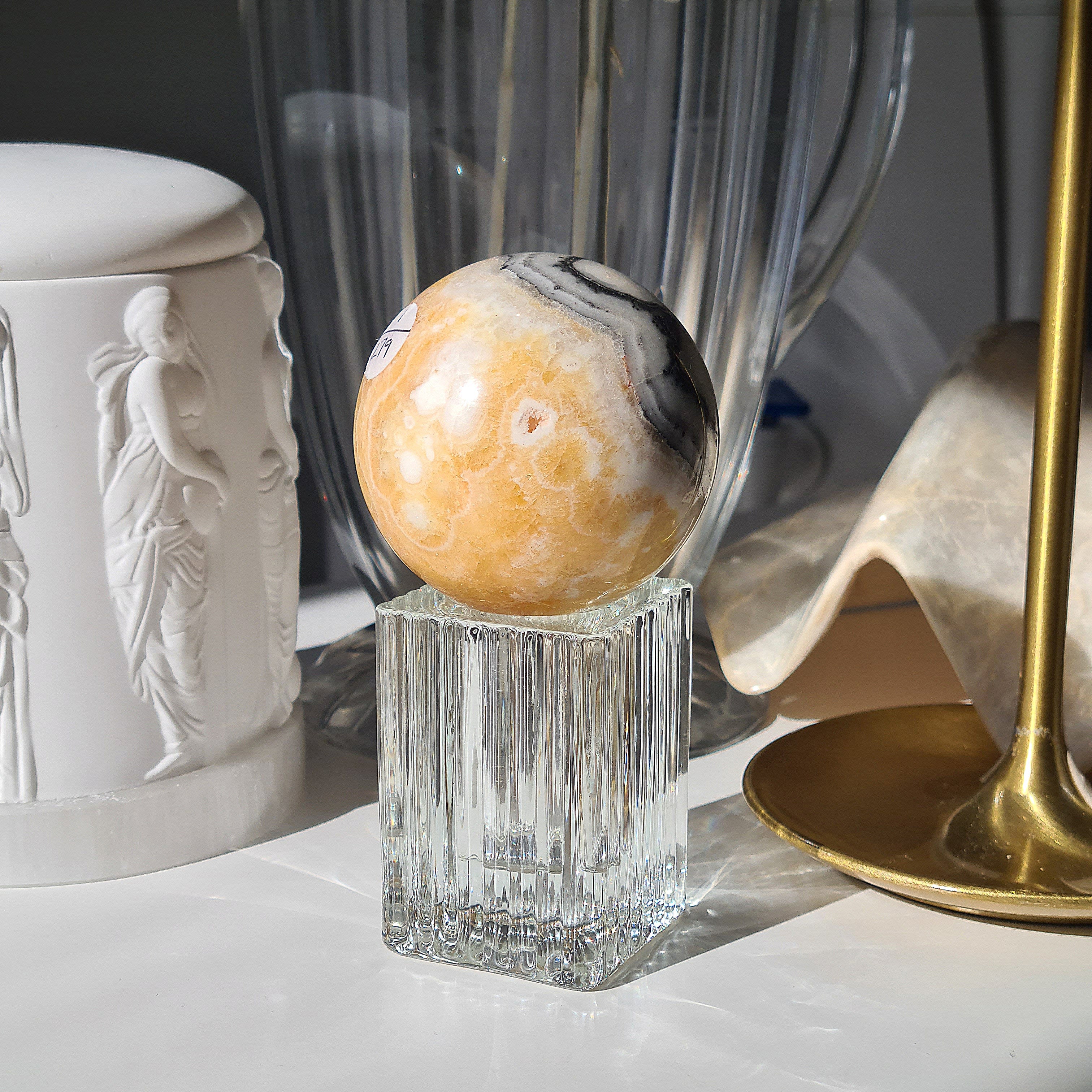 Orange Calcite Sphere π | 279 g