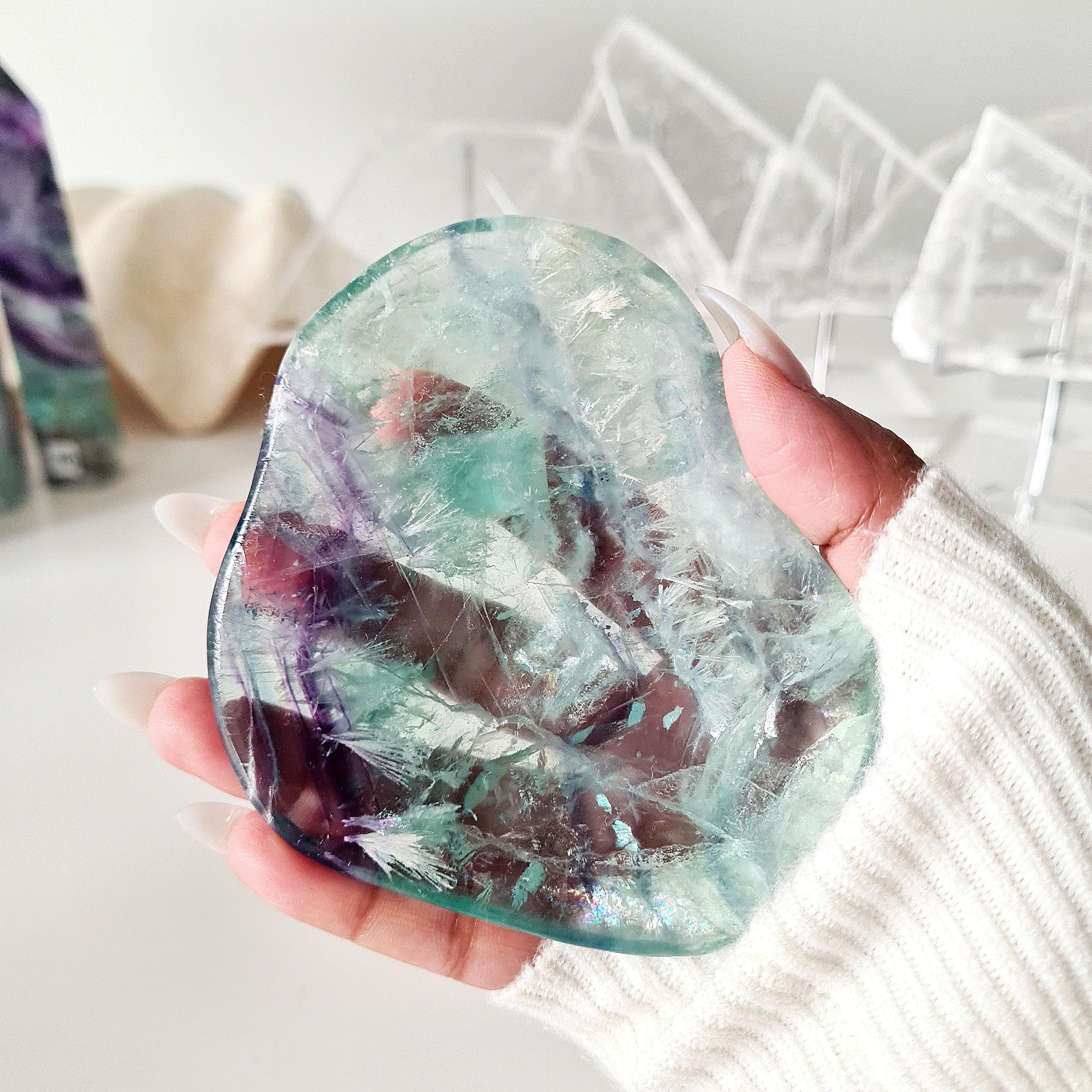 Feather Fluorite Crystal Bowl | fb6 | 168 g