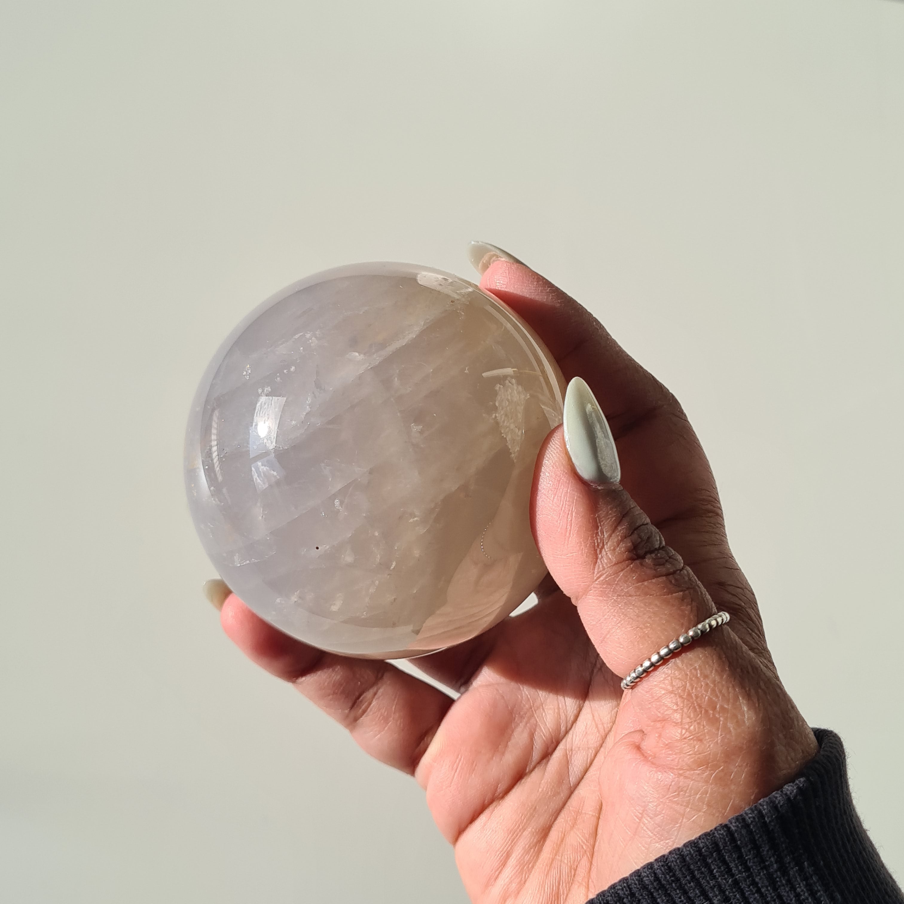 Blue Rose Quartz Sphere with stand | A | 450 g