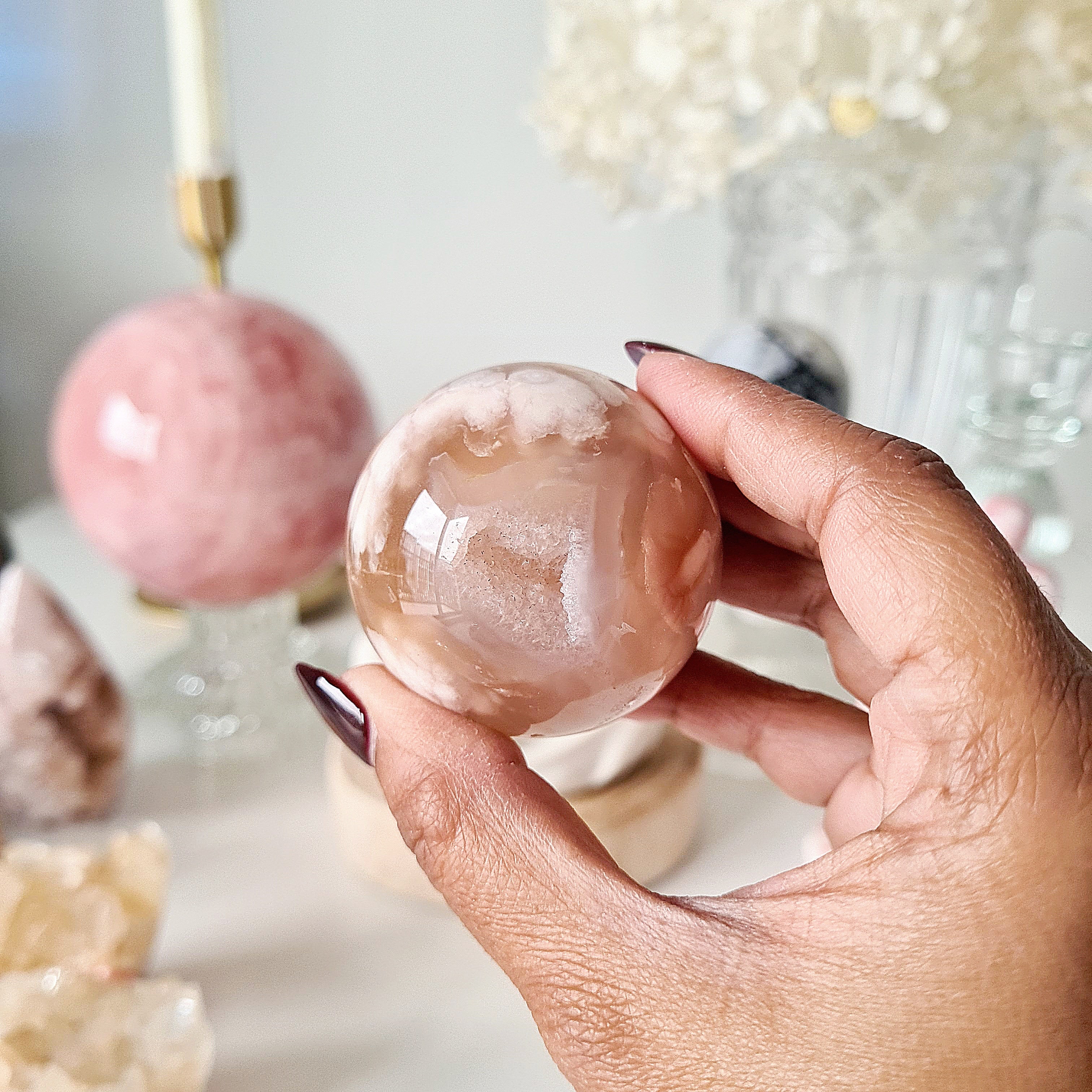 Gate Keeper with Flower Agate Sphere | 12