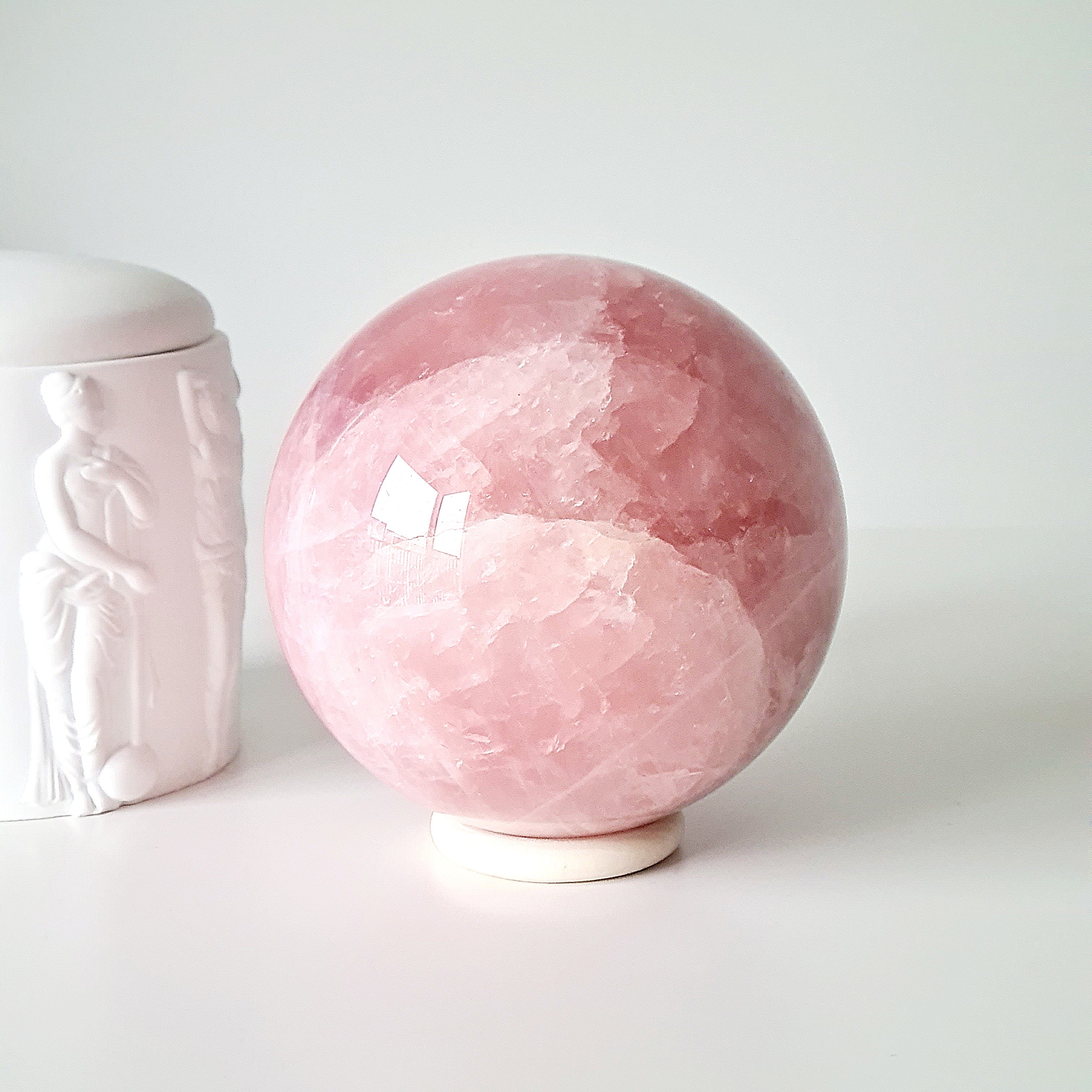 Large Rose Quartz Crystal Sphere | 1.9 kg | Appx 10 cm