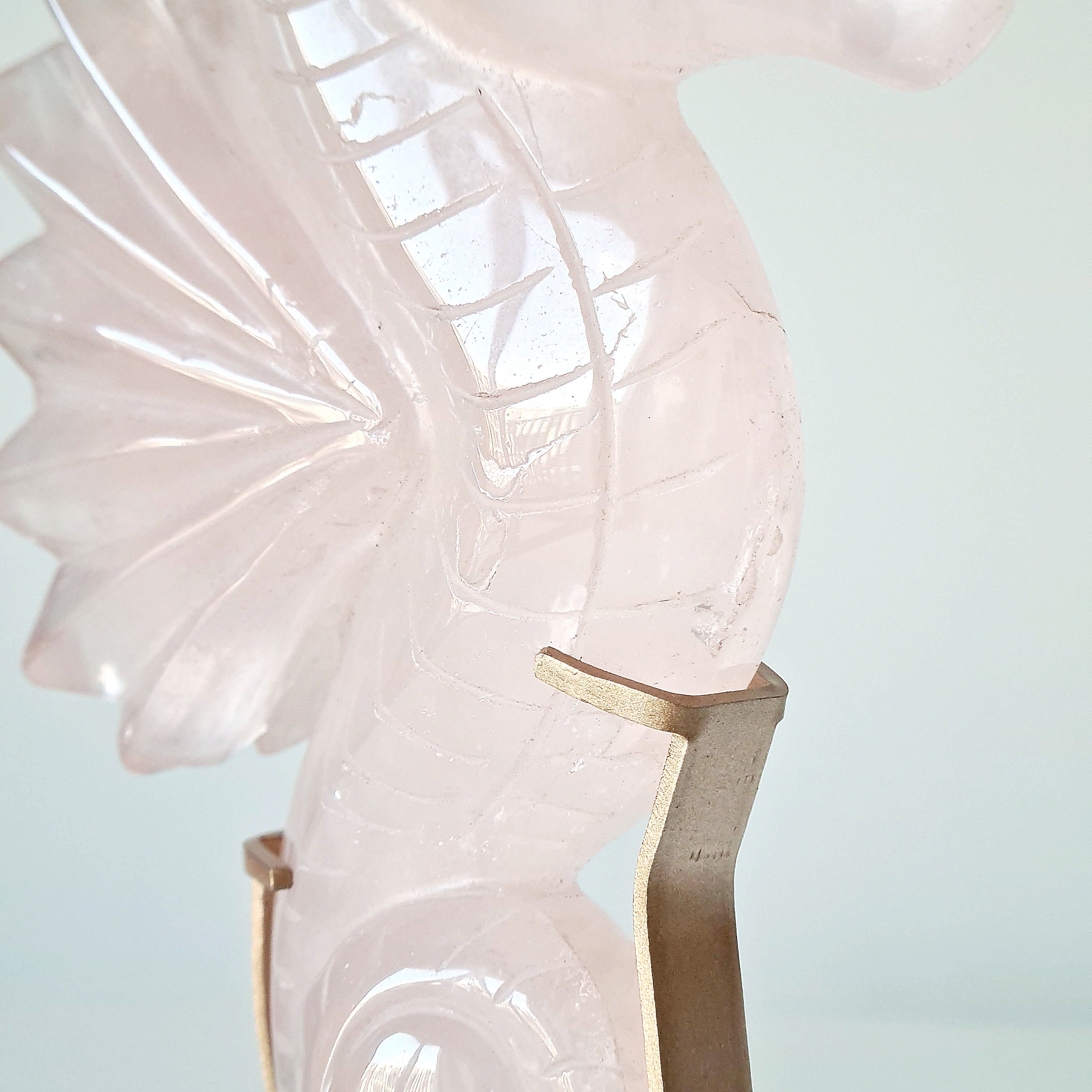 Rose Quartz Sea Horse On Stand | Appx 24 cm with stand