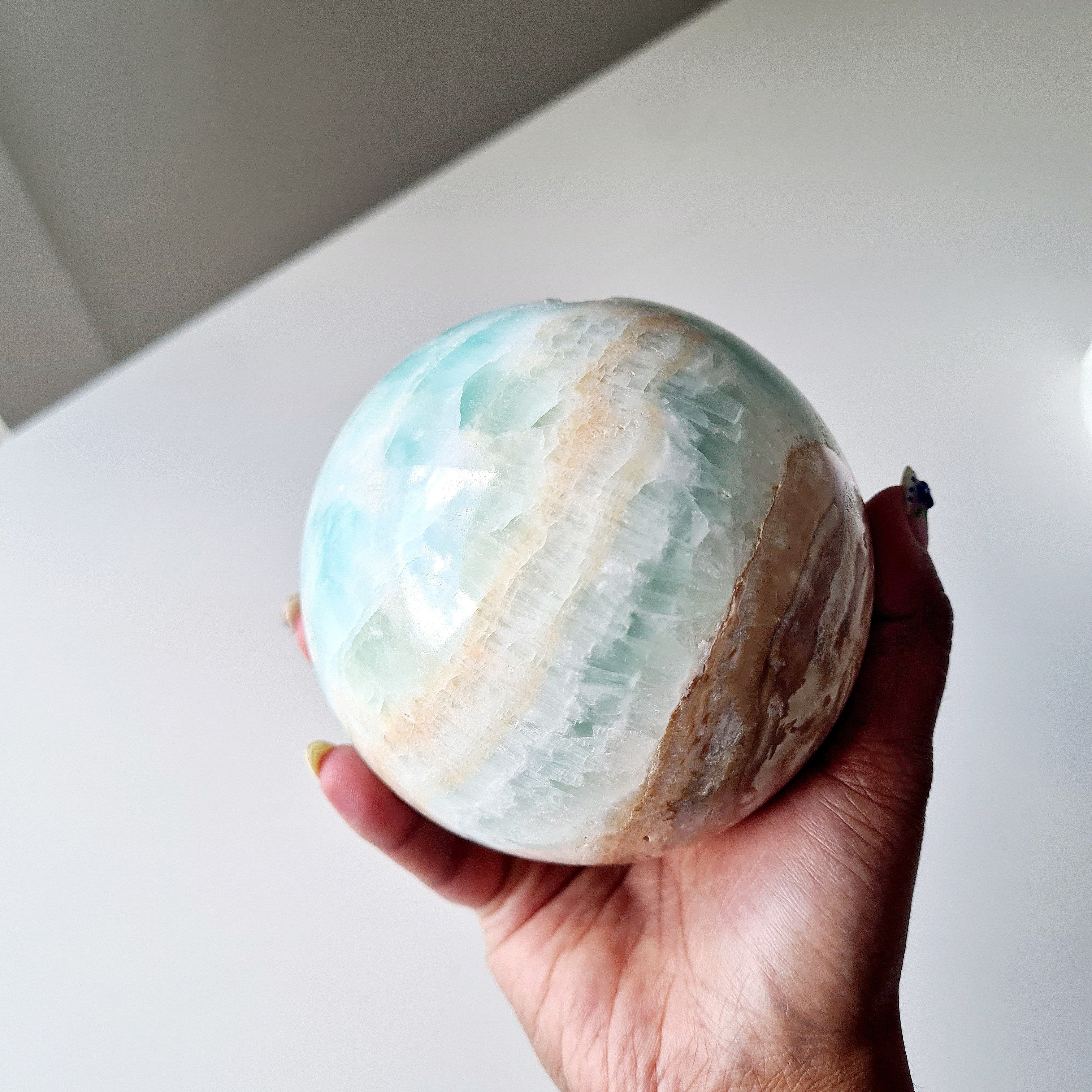 Carribean Calcite Sphere With Metal Stand | 9.6 cm | 1.4 kg