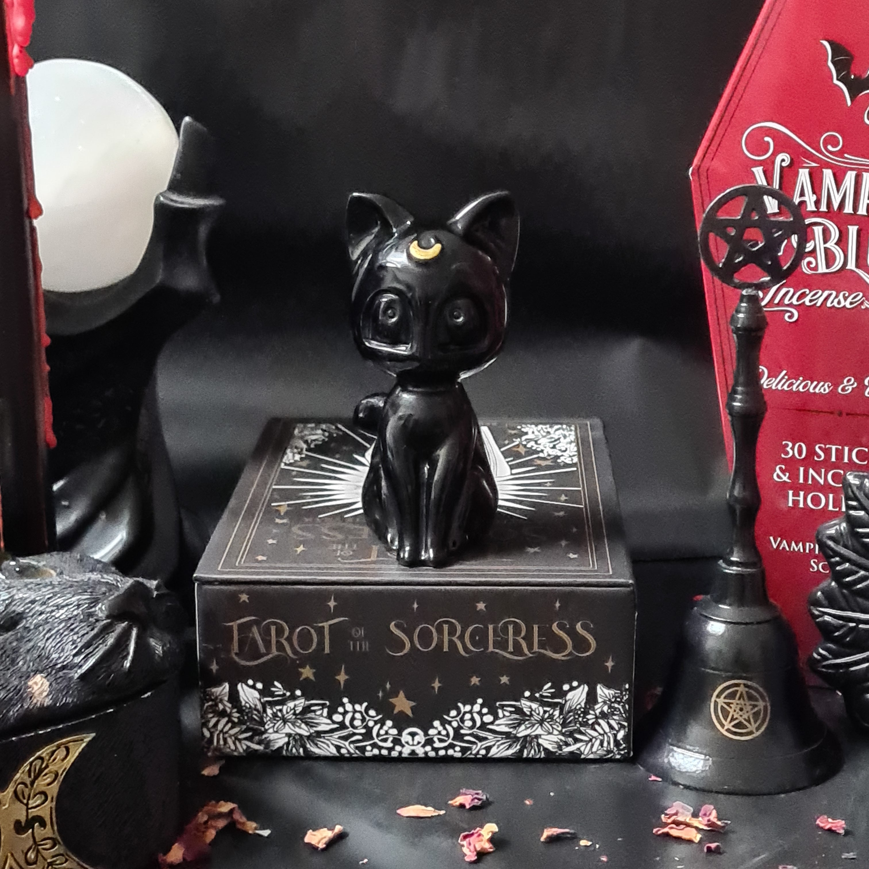 Luna Cat | Black Obsidian | 9 Cm tall