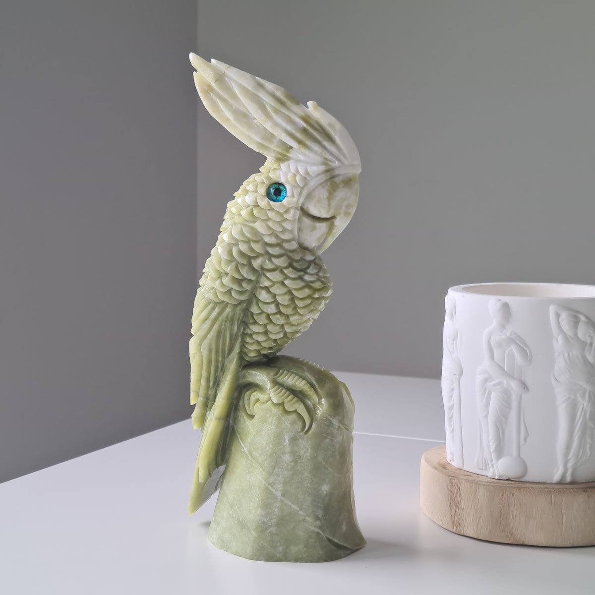Jade Crystal Bird | Piece A | Handcarved | 23.8 cm tall