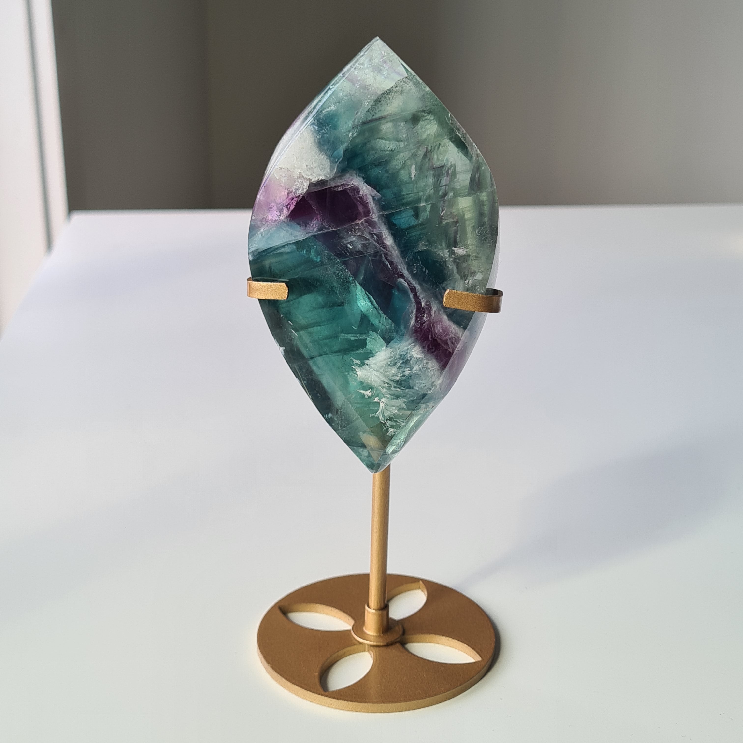 Dreamy Fluorite on Stand | Natural imperfections visible | More green in naked eyes | 19 Cm tall with stand