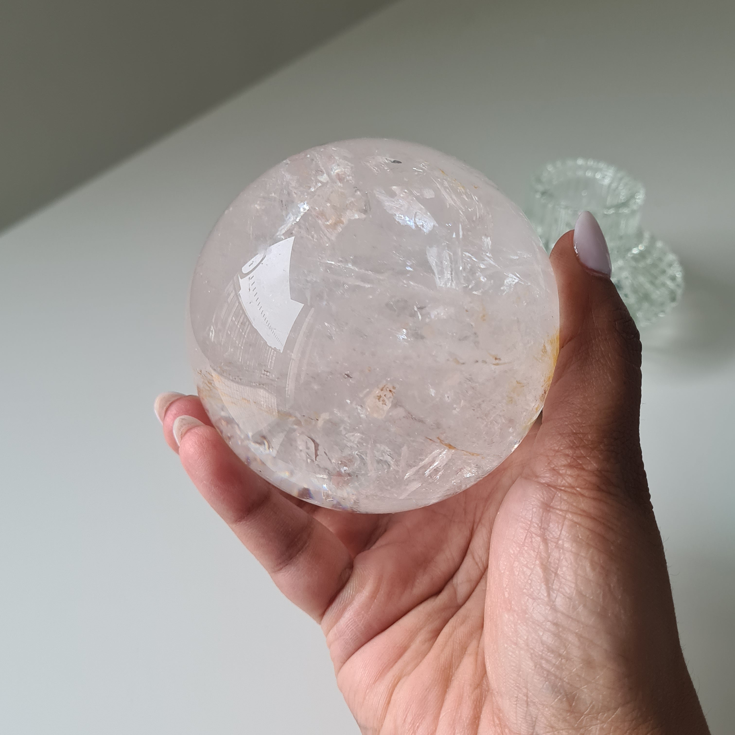 Clear Quartz Sphere With Stand | 7.4 Cm Sphere