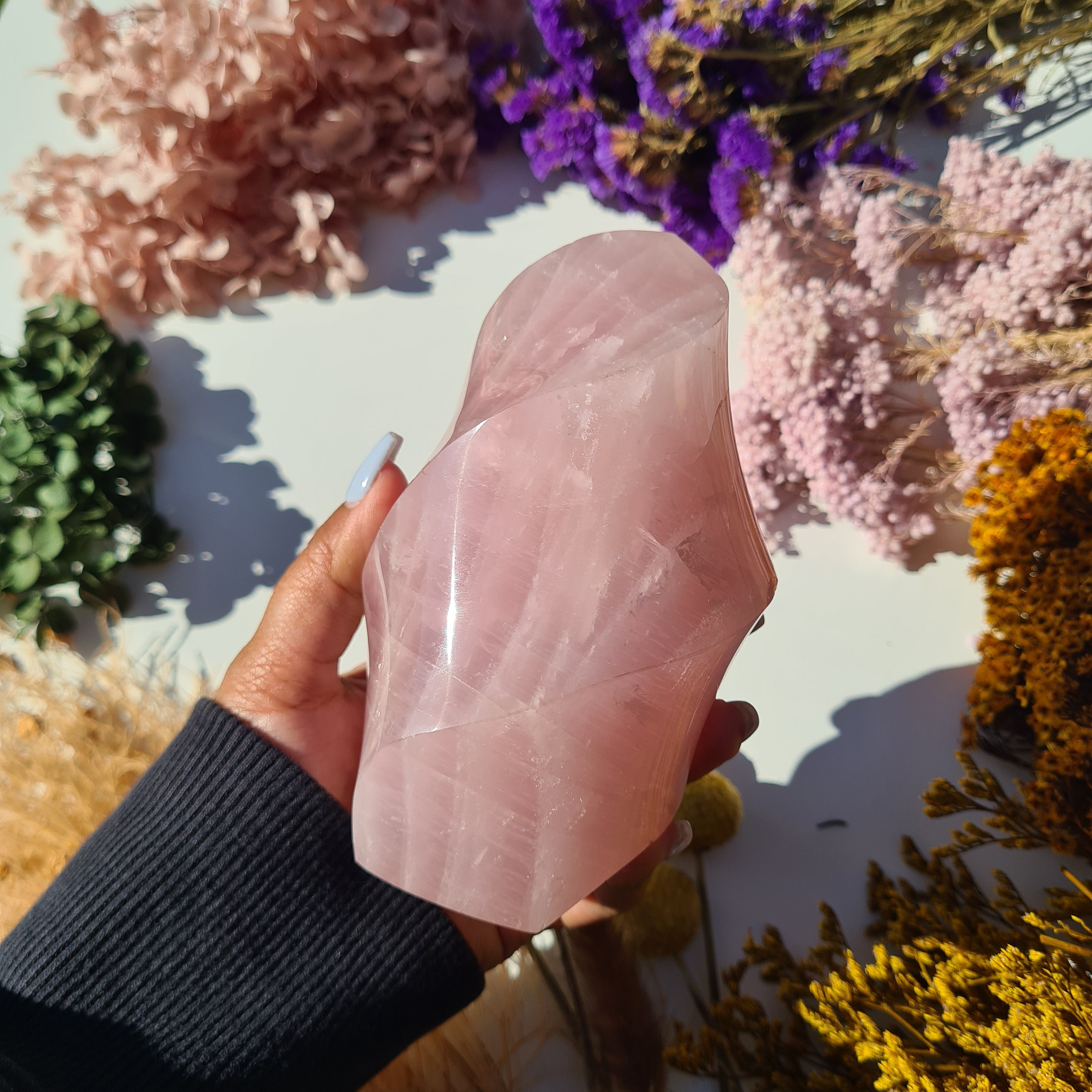 Rose Quartz Crystal Flame