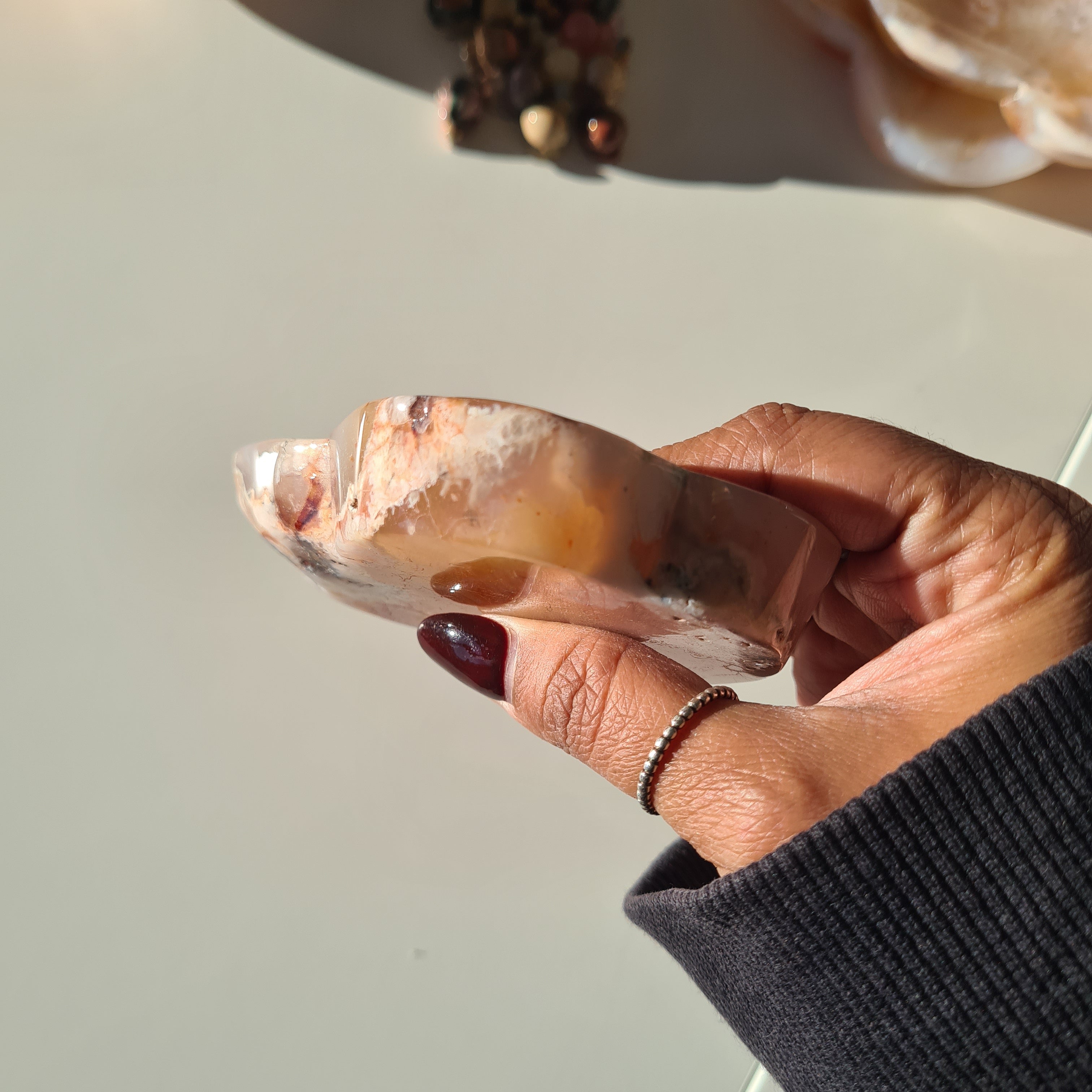 Carnelian Flower Agate Bowl | B | 9.5 cm