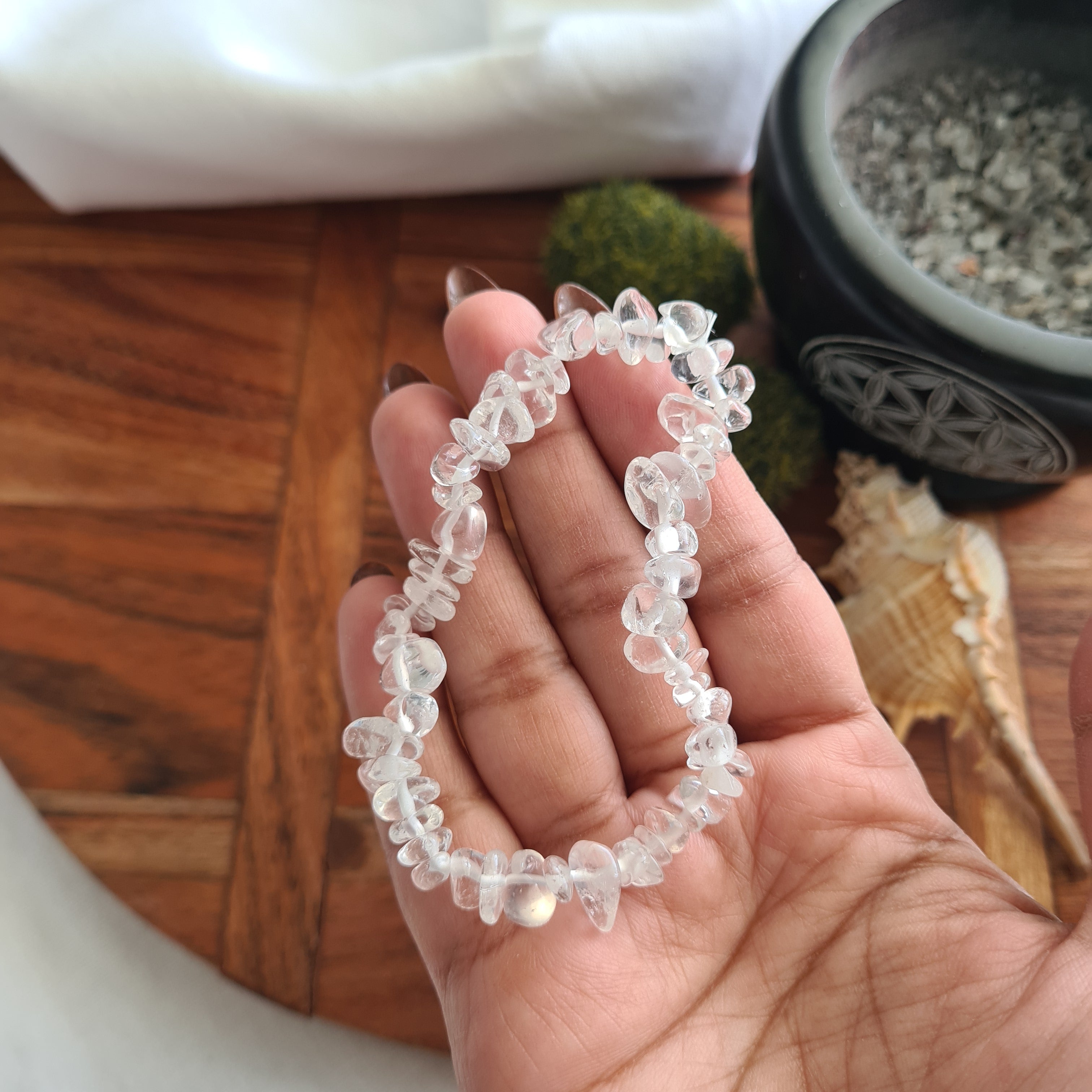 Clear Quartz Crystal Chips Bracelet | 1 Piece