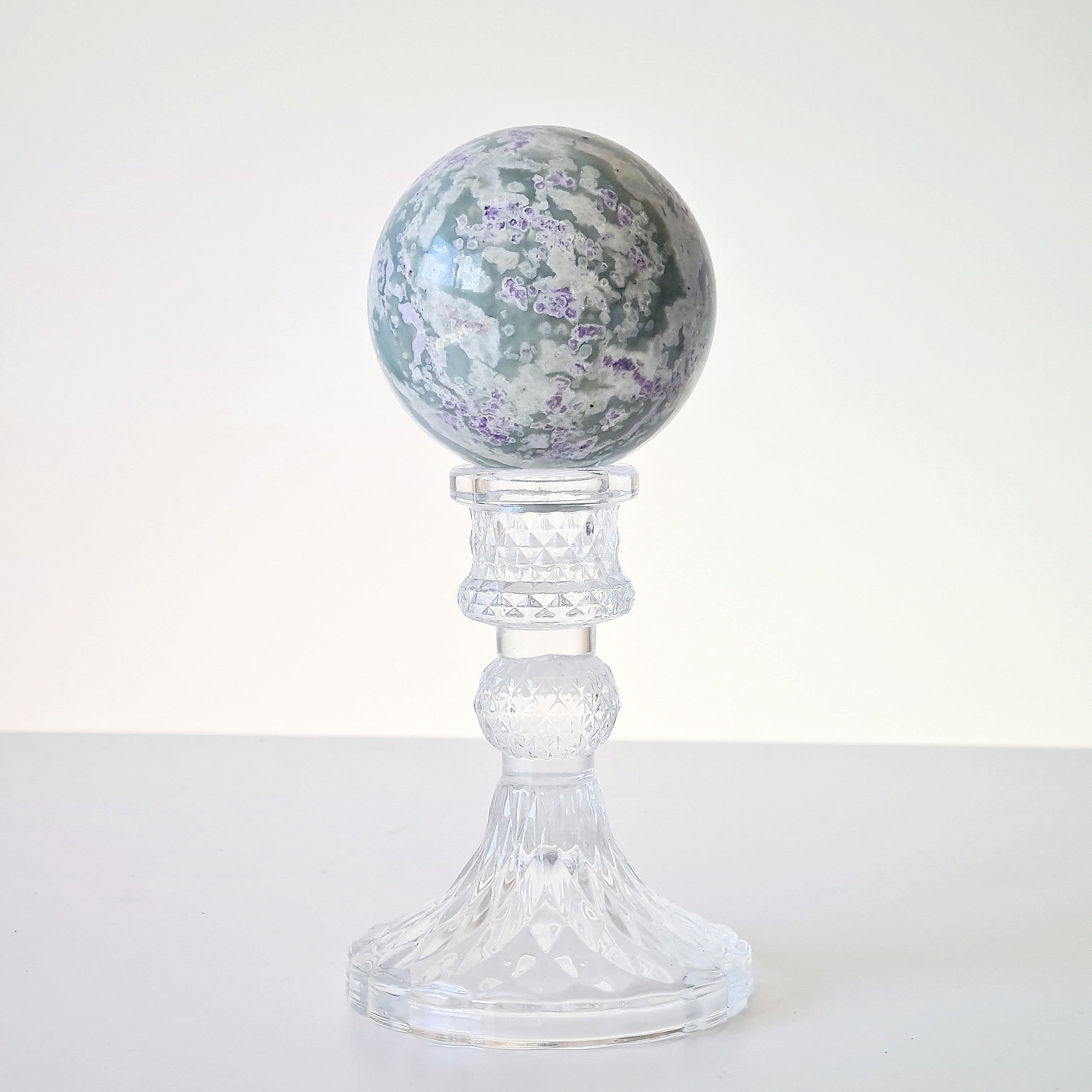 Peace Jade Crystal Sphere With Stand | B