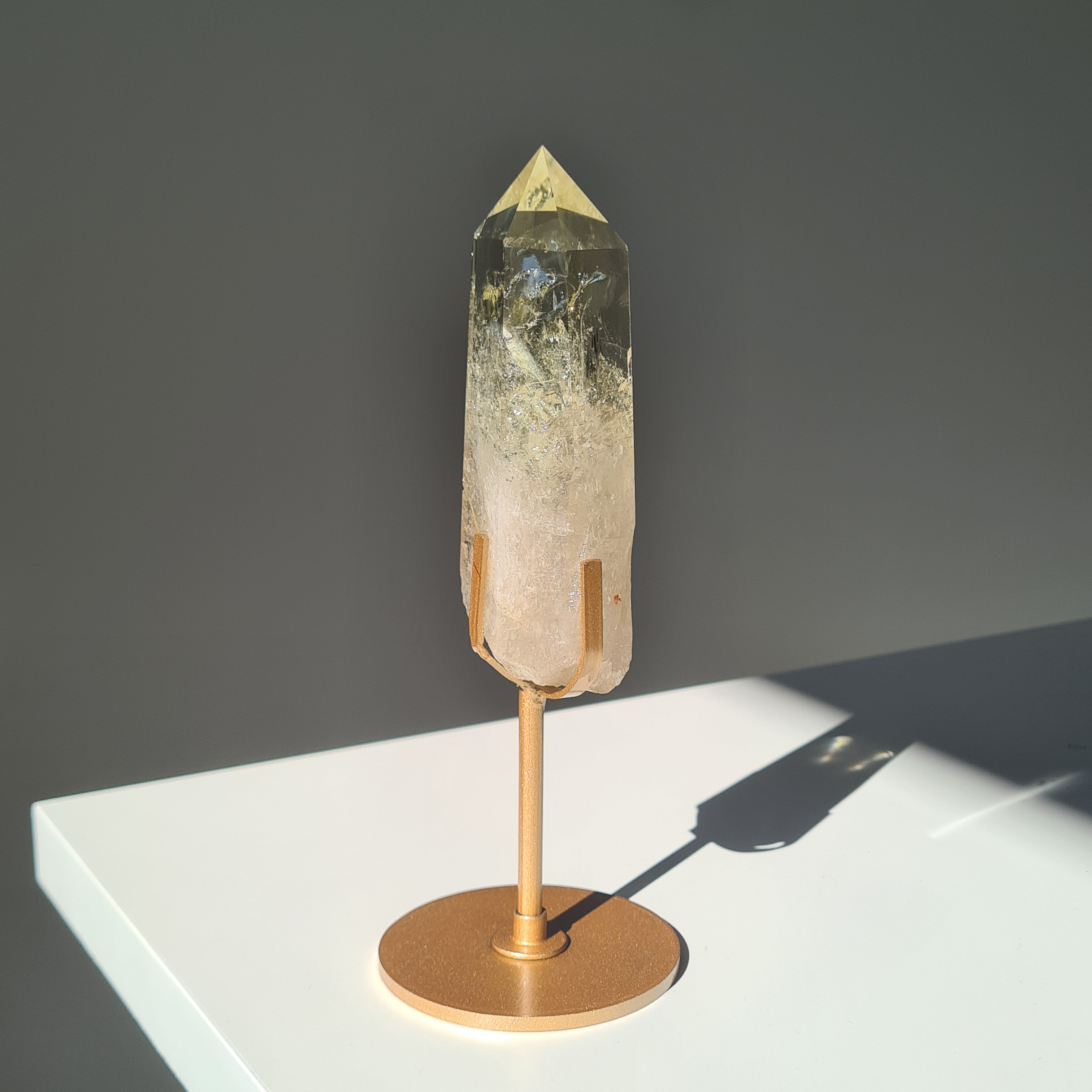 Citrine Crystal Wand With stand | Light Shade | A | Appx 18 cm tall including stand
