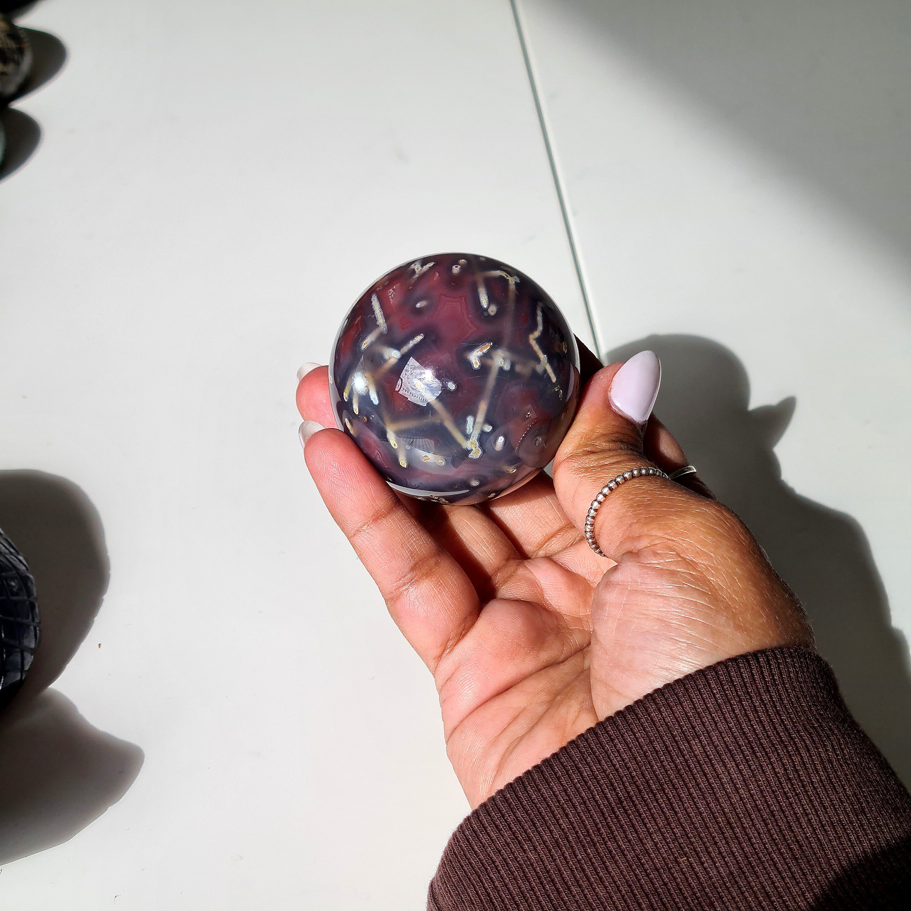 Swazi Agate Sphere with glass stand | F | 160 g | Appx 4.9 cm