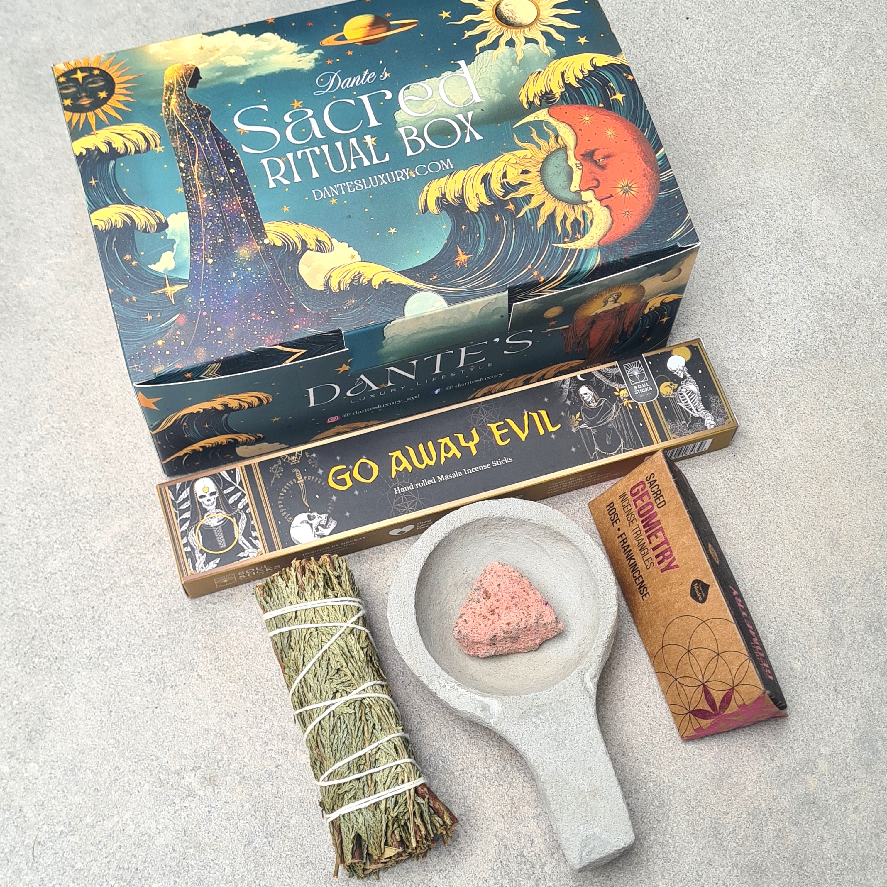 Sacred Cedar Cleansing Ritual Kit – Smudge Stick, Handmade Burner & Protective Incense Set