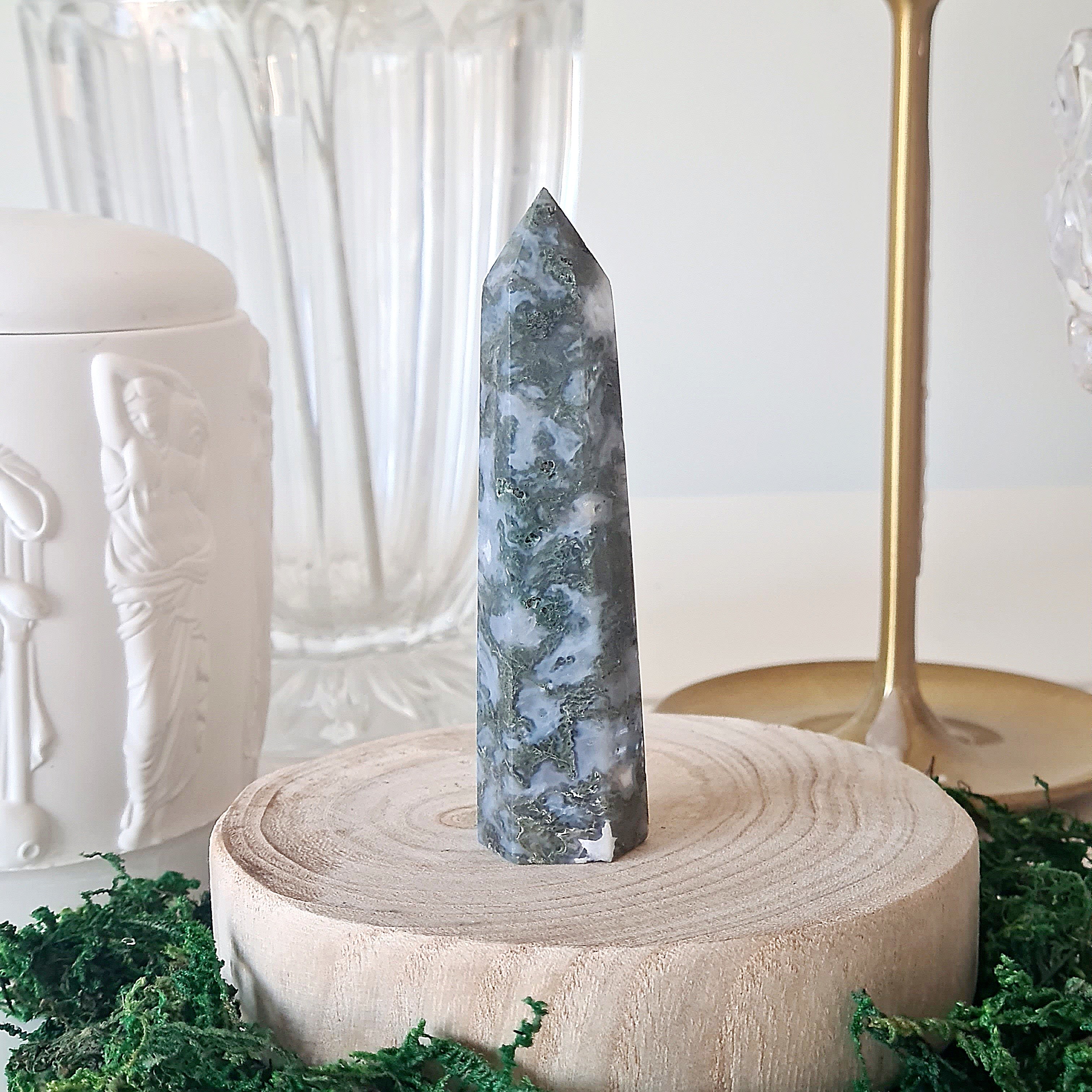 Moss Agate Crystal Point | Small | G